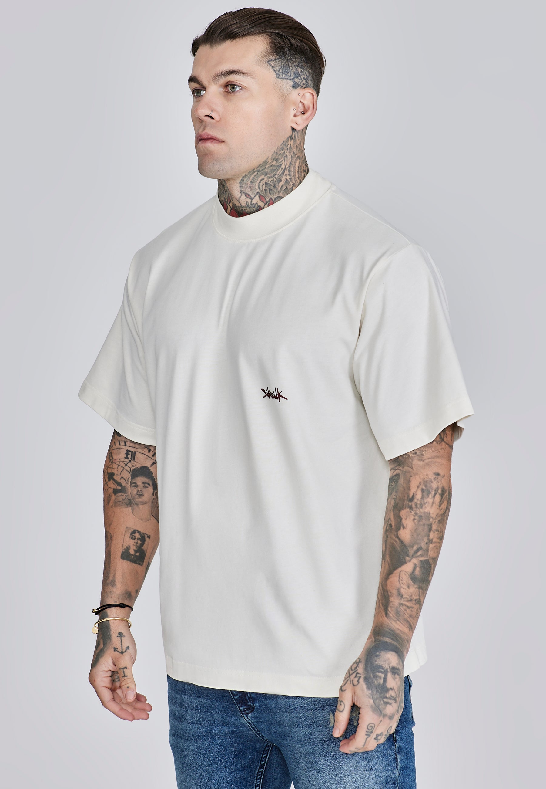 T-shirt oversize in ecru, rosso T-shirt SikSilk