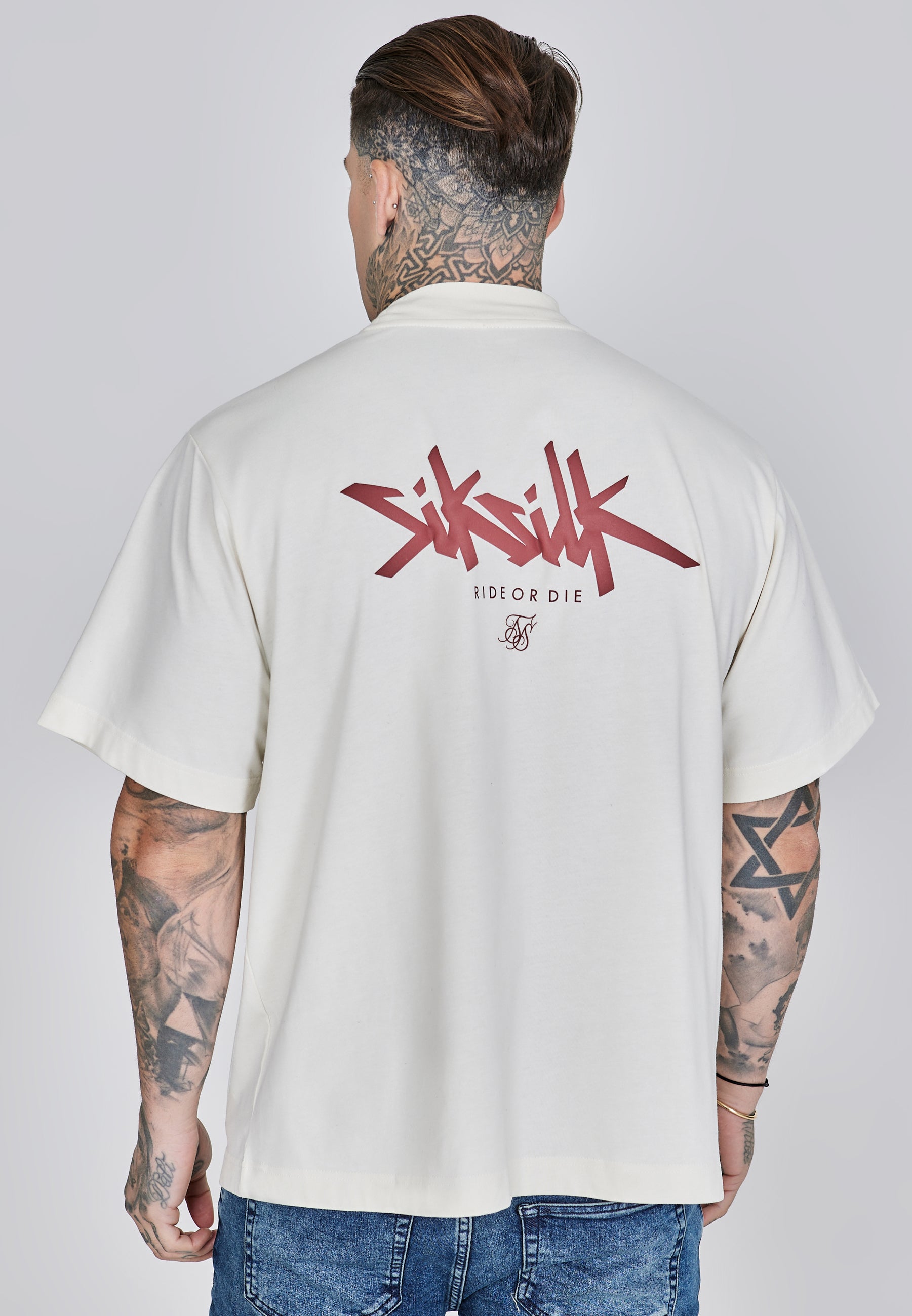 T-shirt oversize in ecru, rosso T-shirt SikSilk