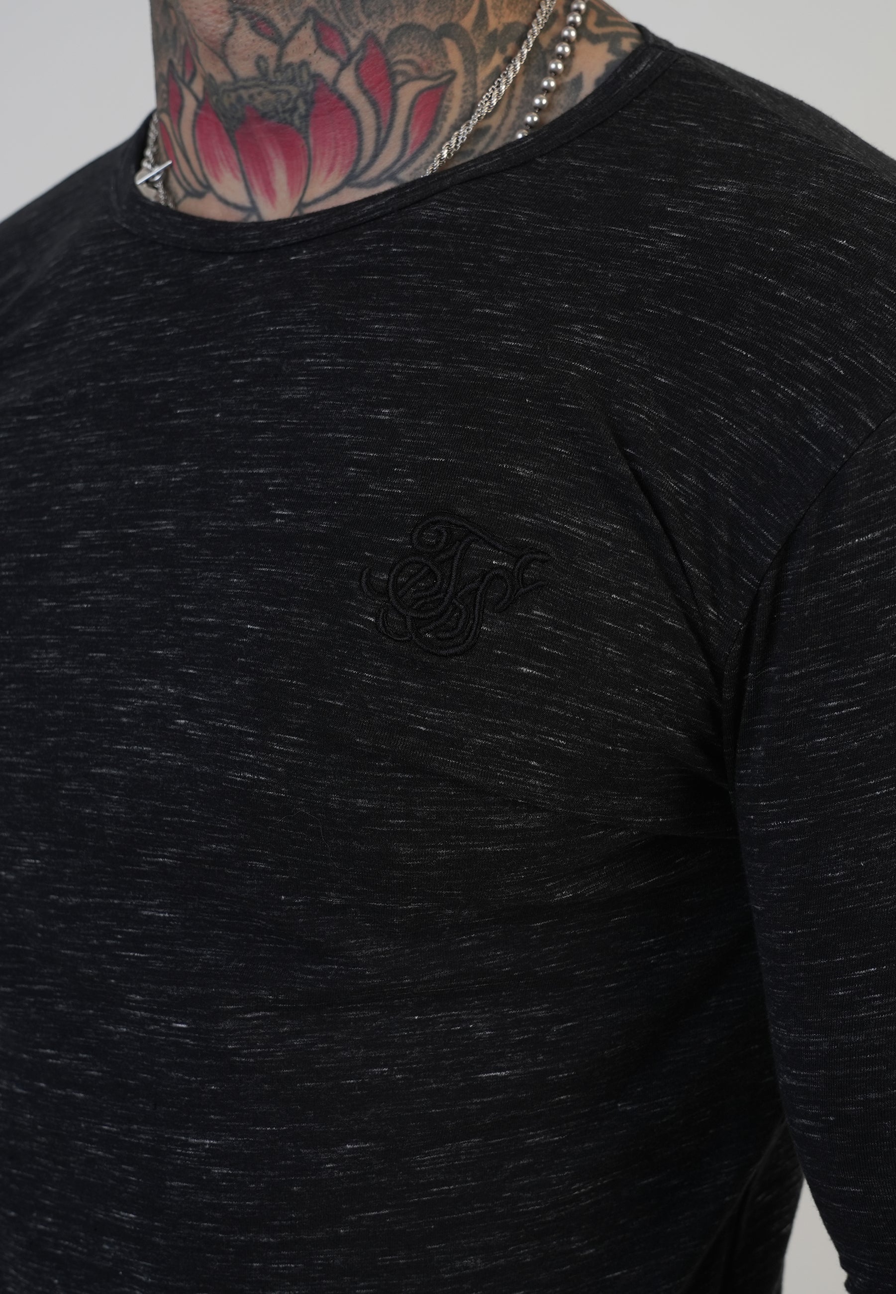 Maglietta Marl a maniche lunghe in nero Magliette SikSilk