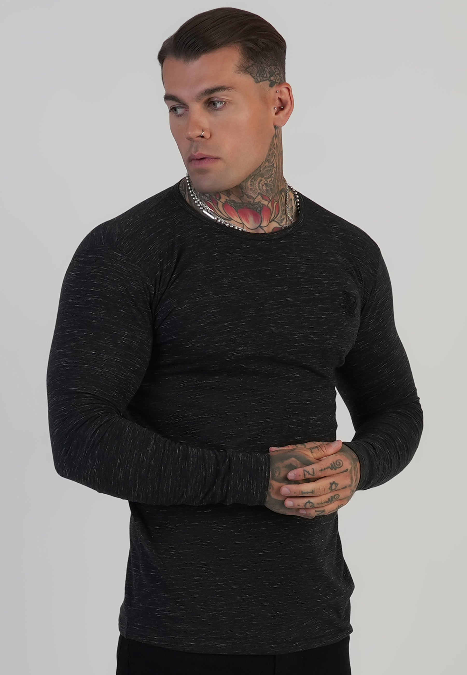 Maglietta Marl a maniche lunghe in nero Magliette SikSilk
