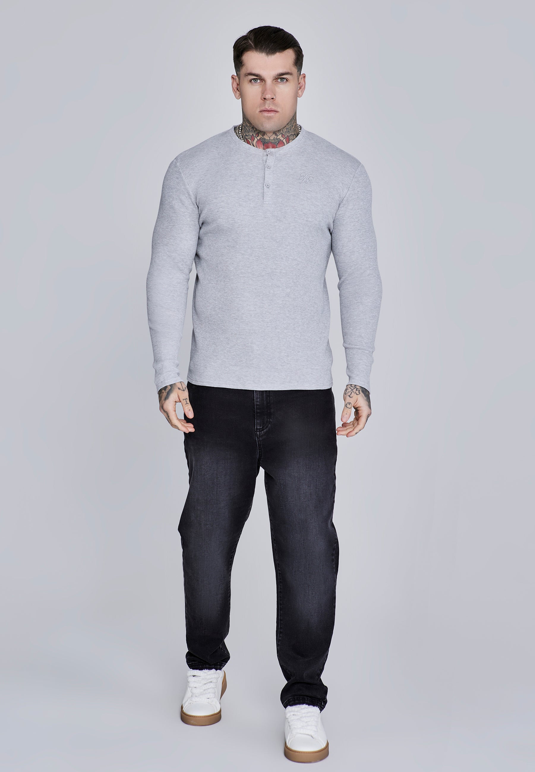 Maglietta Henley in marna grigia Magliette SikSilk