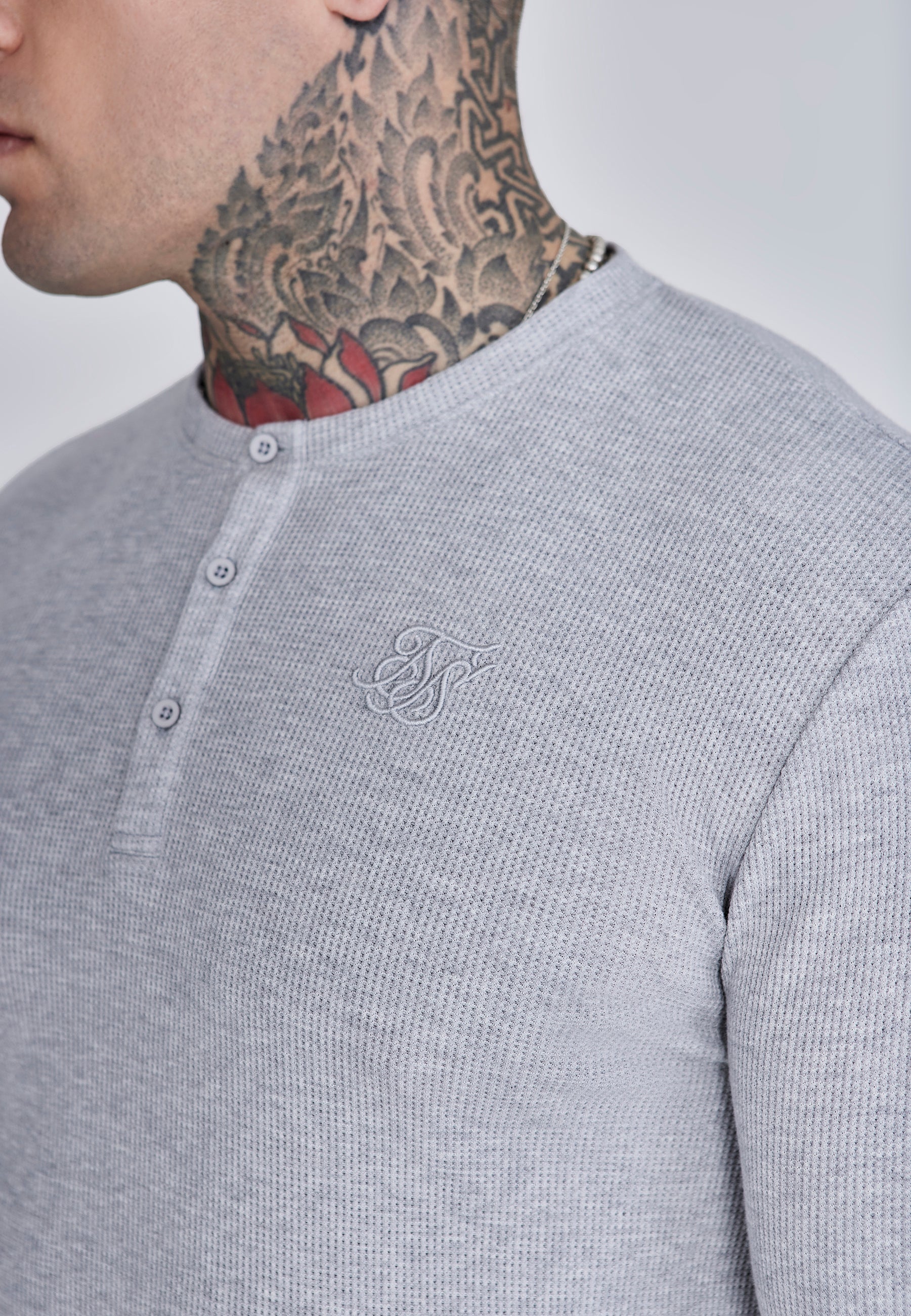 Maglietta Henley in marna grigia Magliette SikSilk
