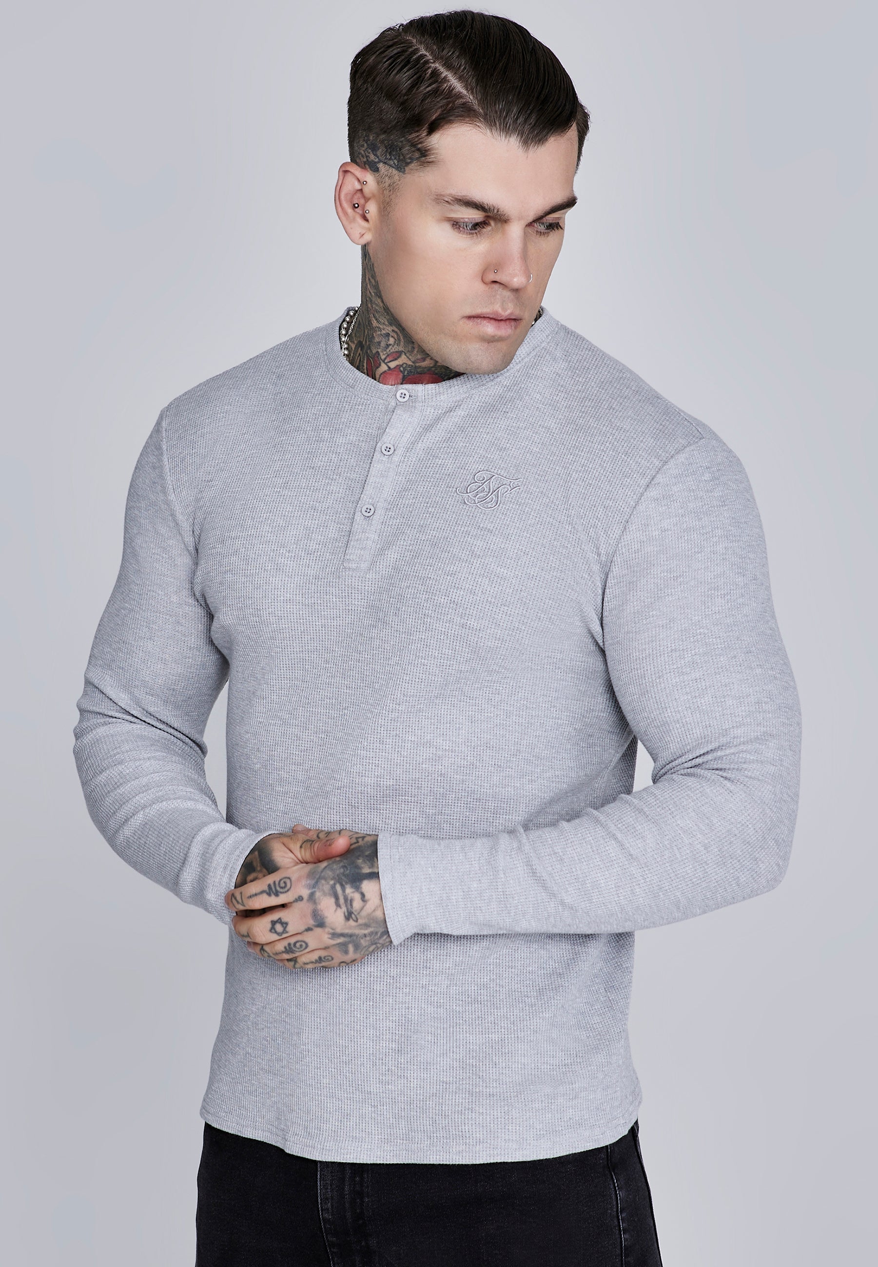 Maglietta Henley in marna grigia Magliette SikSilk