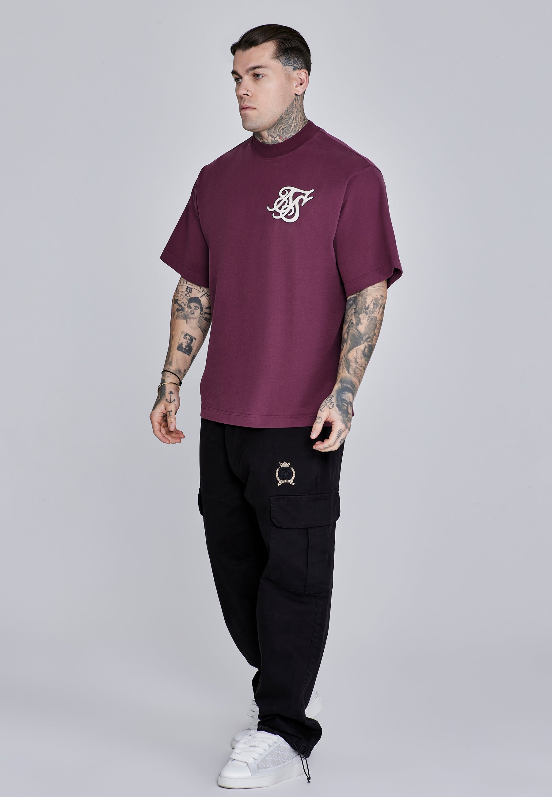 Maglietta con logo in borgogna Magliette SikSilk