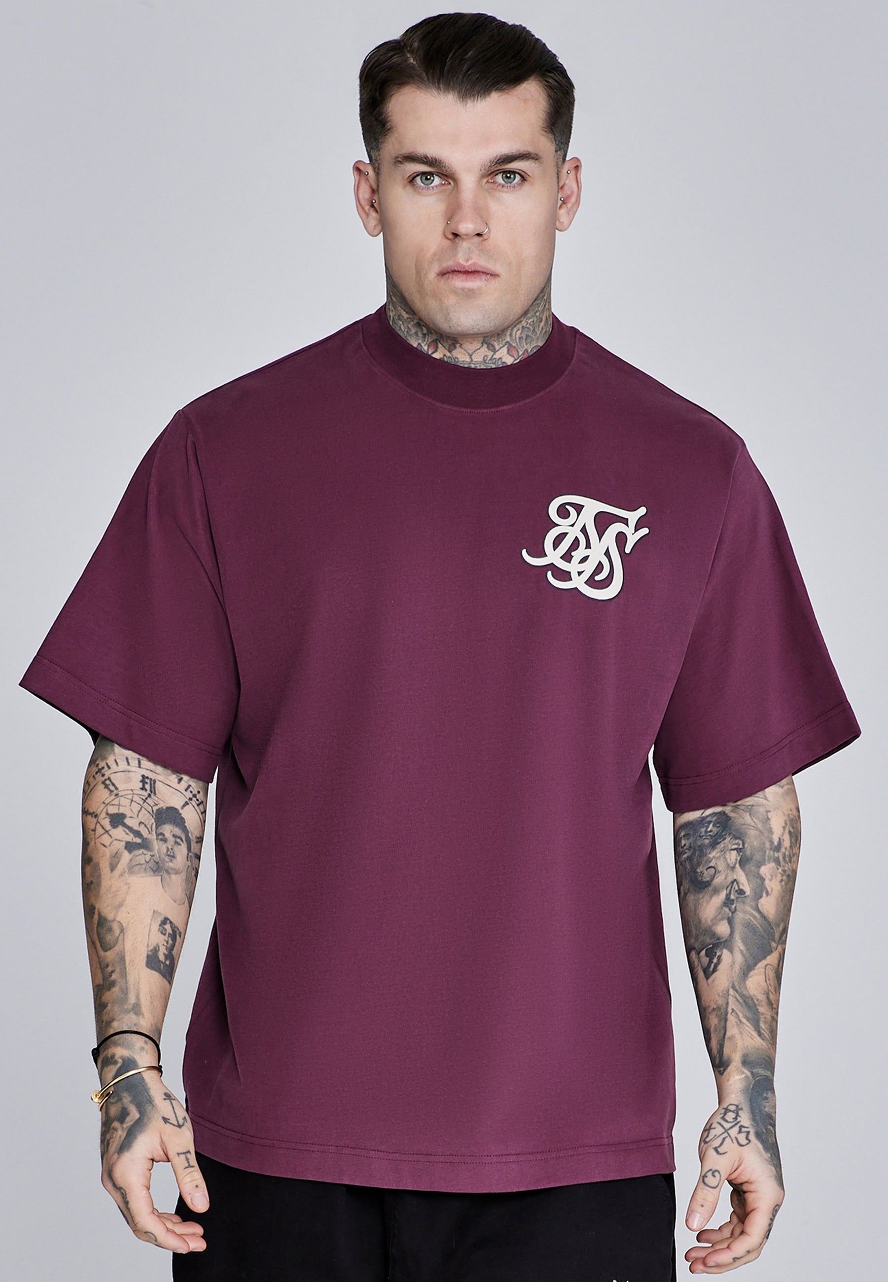 Maglietta con logo in borgogna Magliette SikSilk