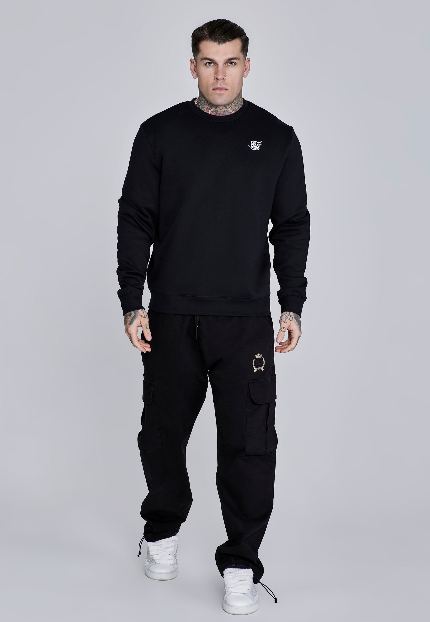 Pantaloni neri Cargos loose fit SikSilk