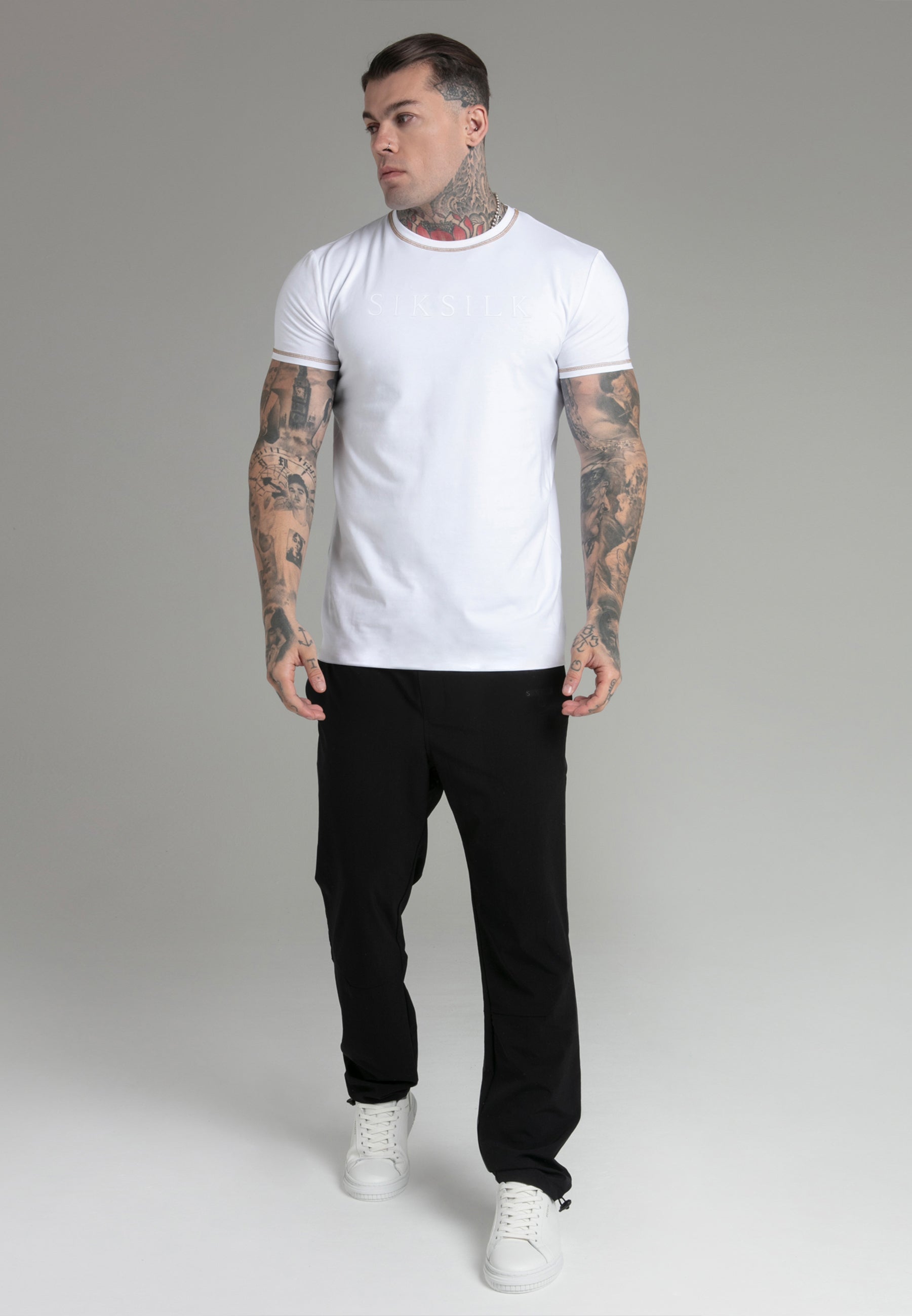 Maglietta Muscle Fit in bianco Magliette SikSilk