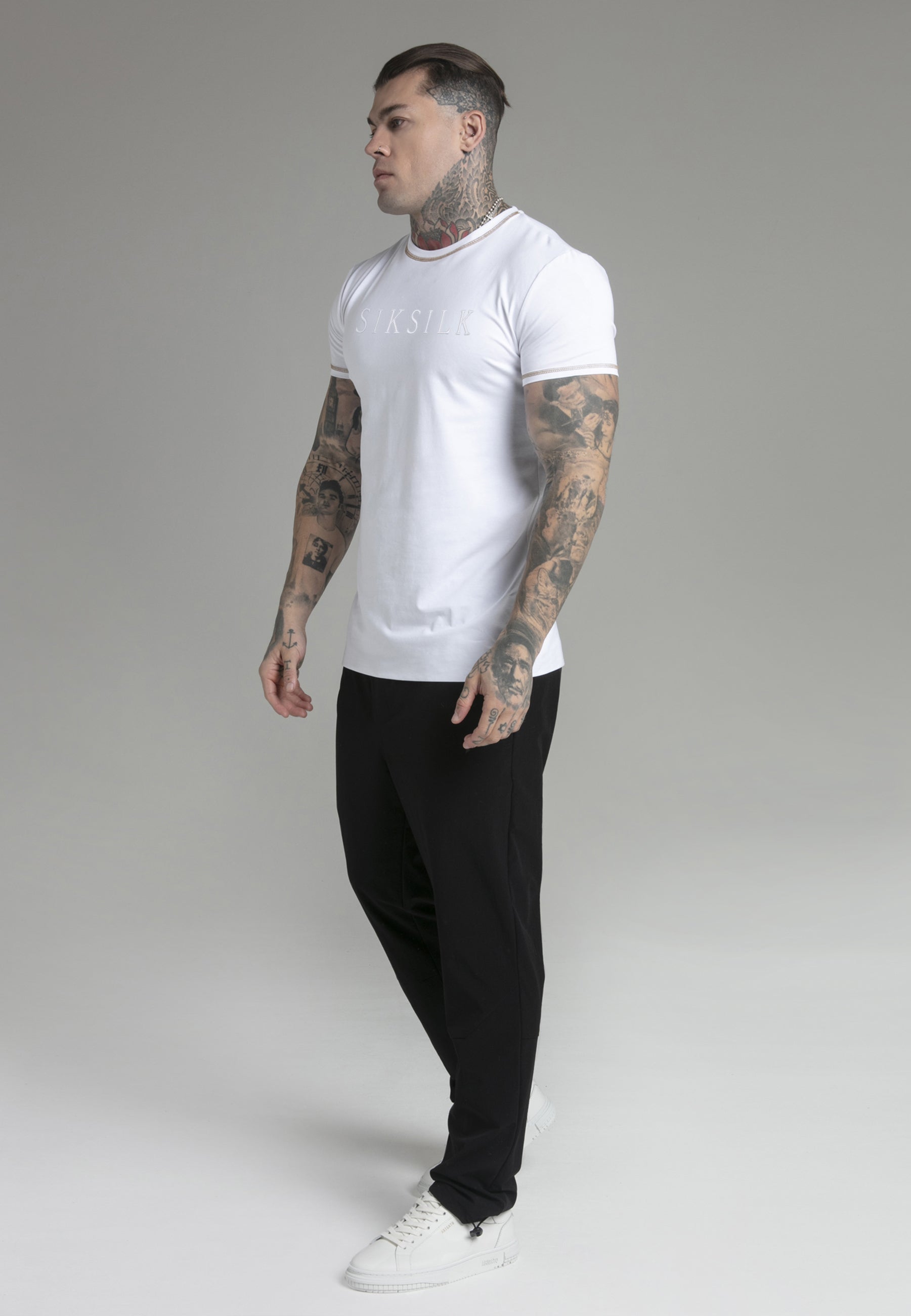 Maglietta Muscle Fit in bianco Magliette SikSilk