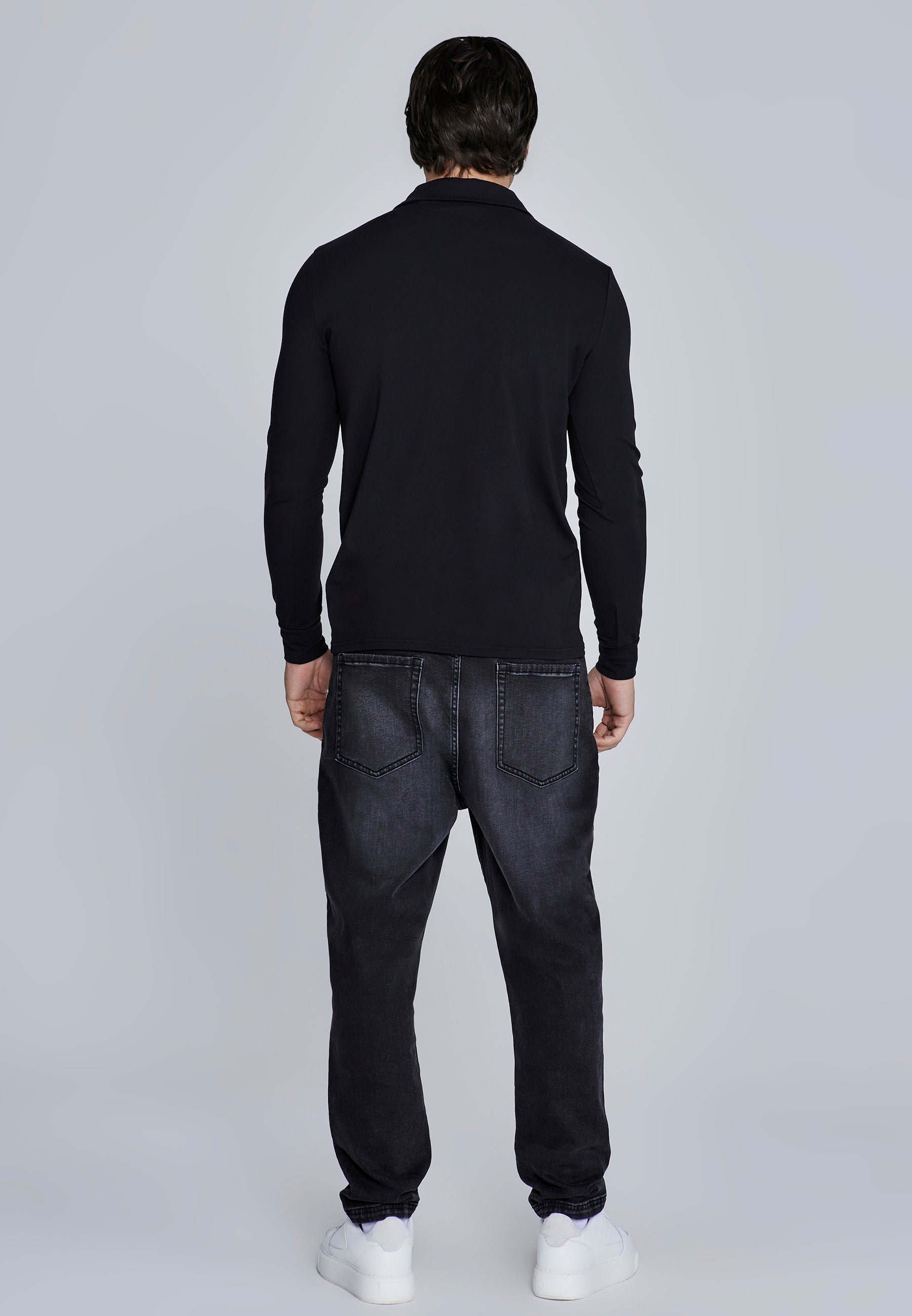 Polo a maniche lunghe in nero Magliette SikSilk