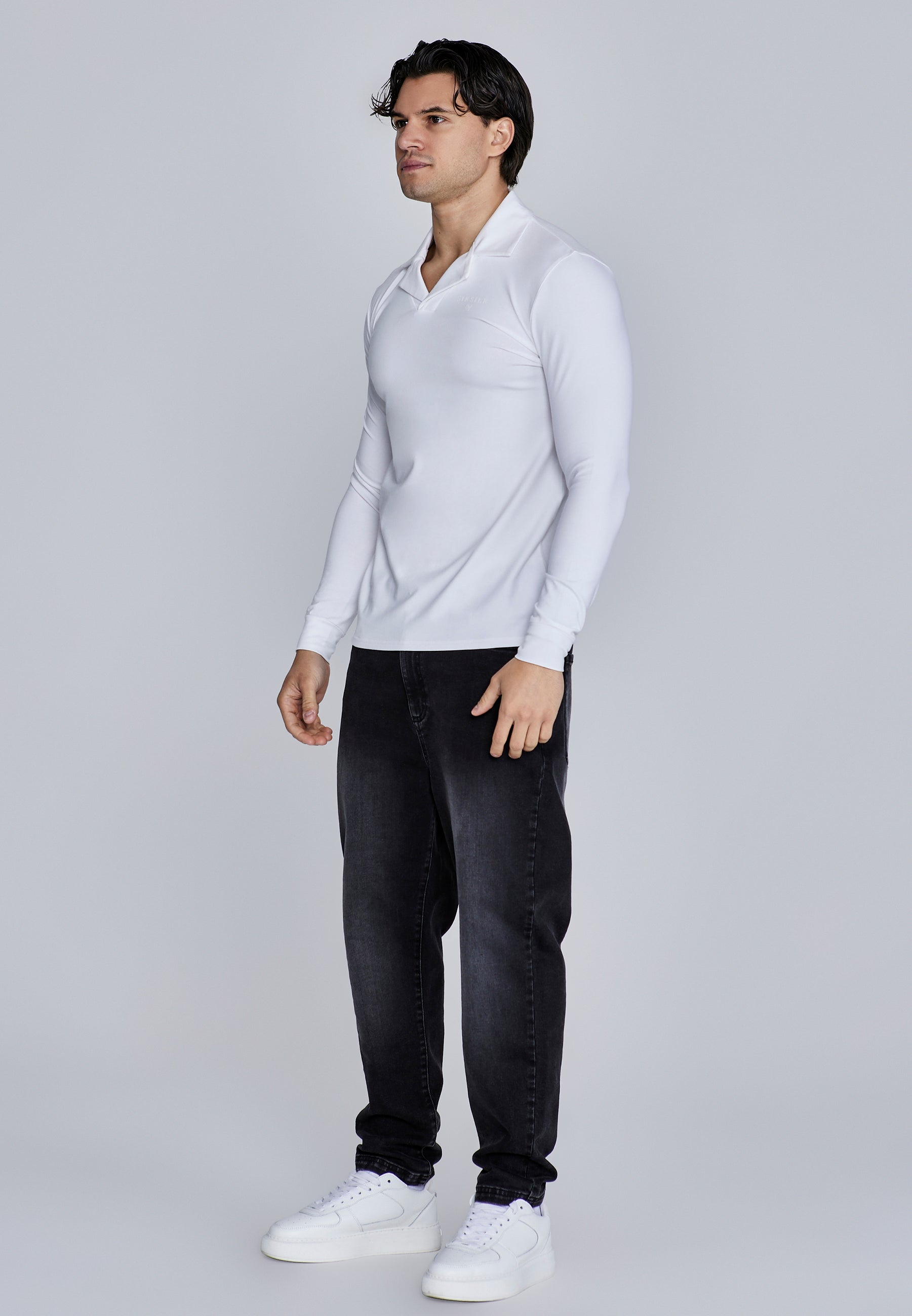Polo a maniche lunghe in bianco Magliette SikSilk