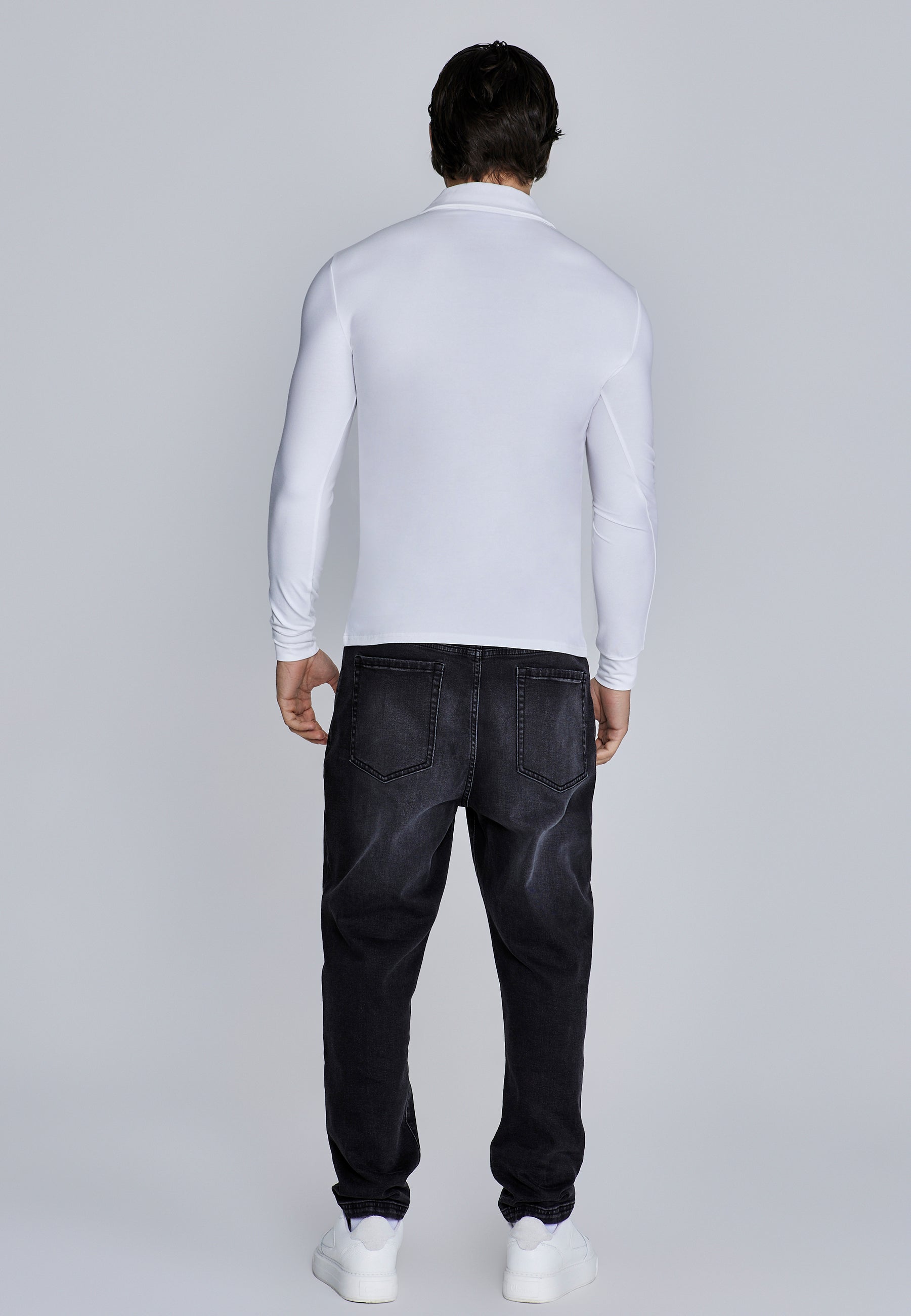 Polo a maniche lunghe in bianco Magliette SikSilk