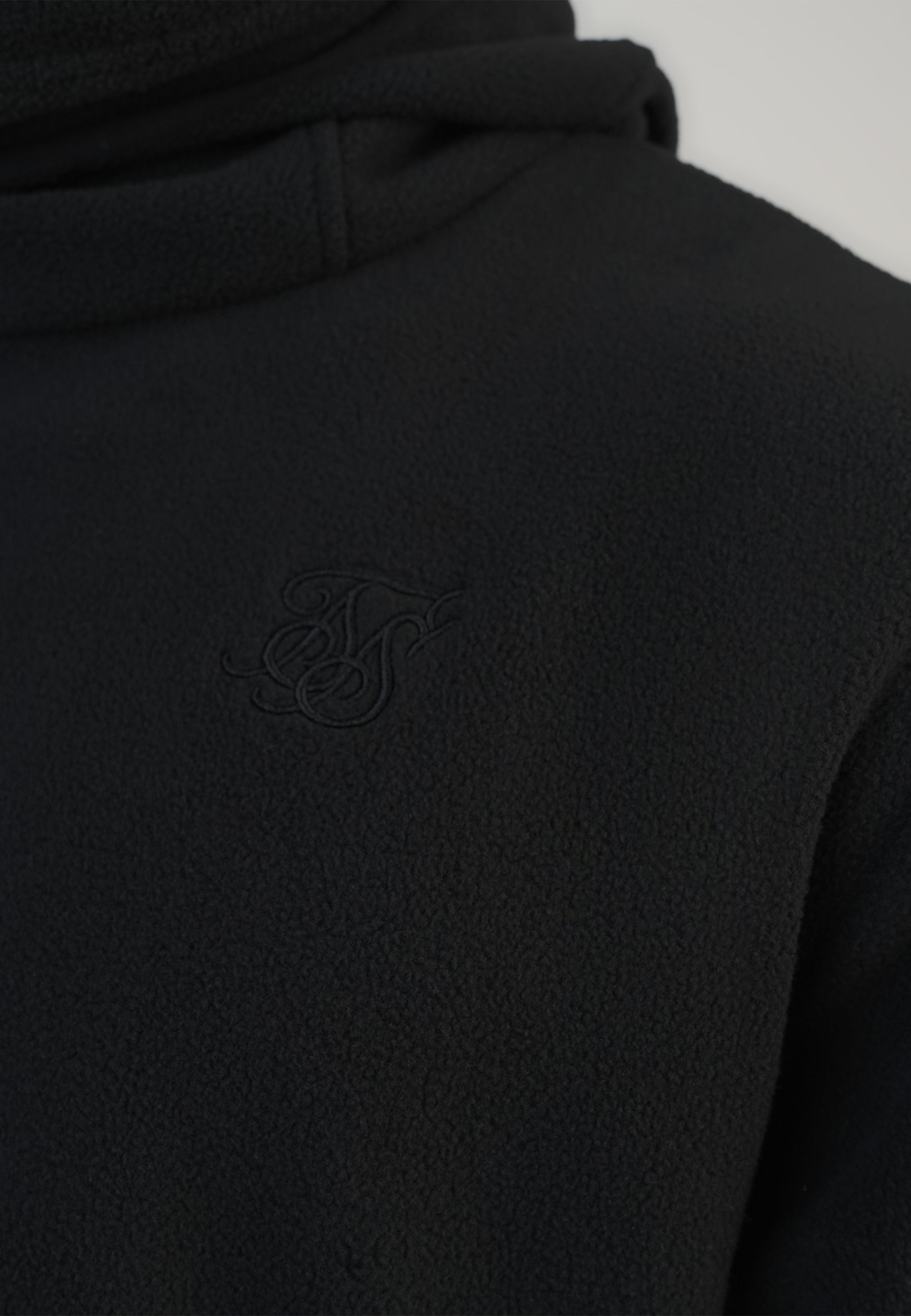 Polar Fleece Hoodie in nero Felpa con cappuccio SikSilk