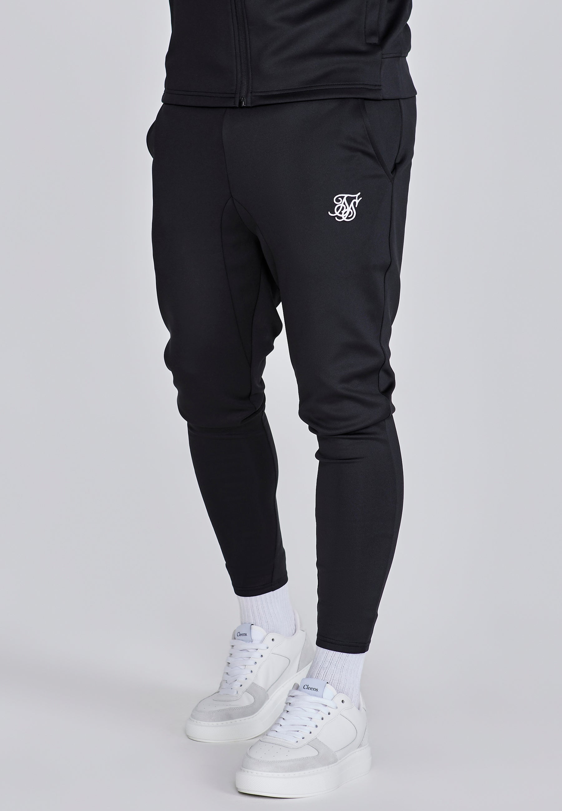 Felpa con cappuccio e pantaloni da jogging in set neri SikSilk