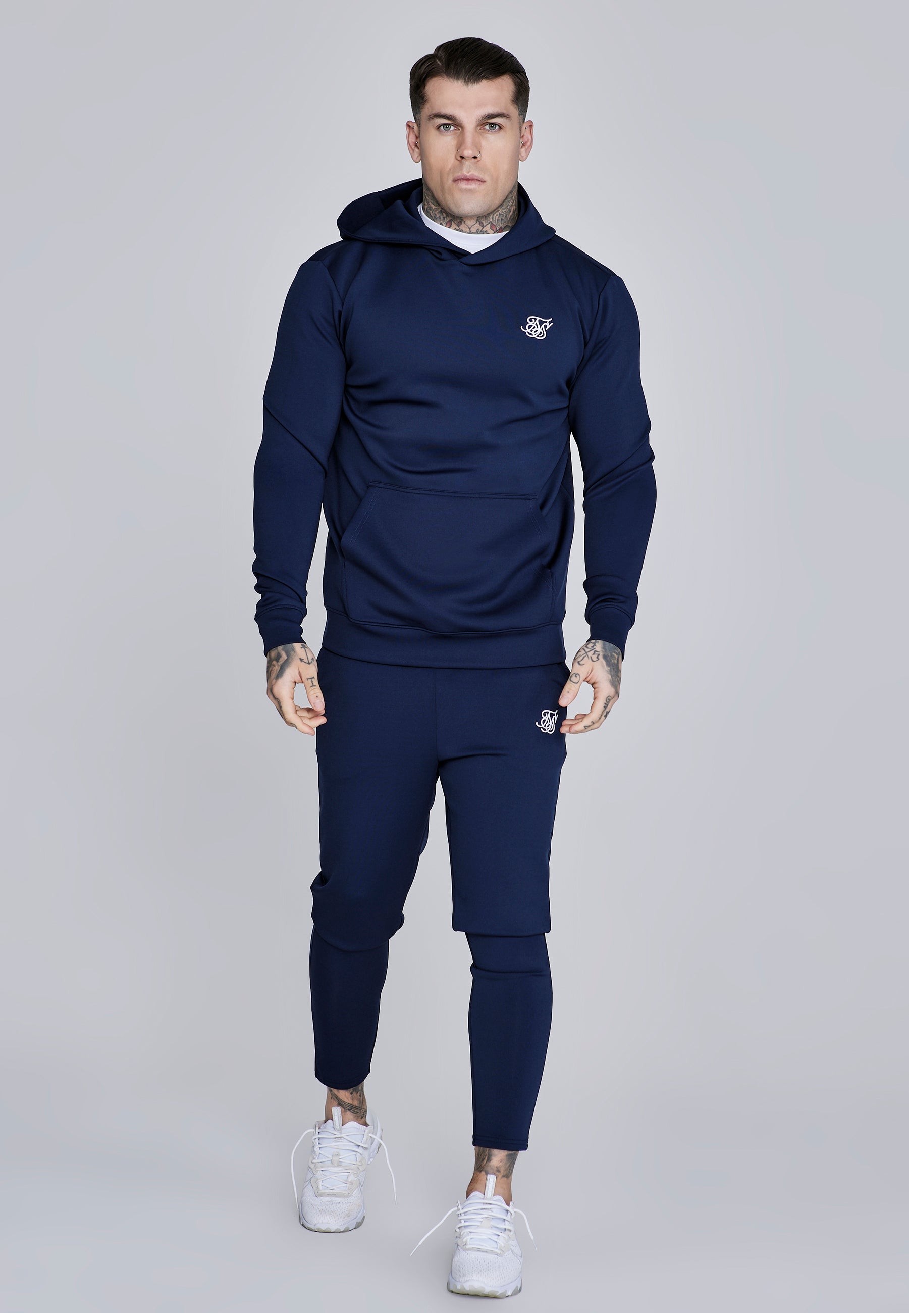 Felpa con cappuccio Essentials Poly in Marina Felpa con cappuccio SikSilk