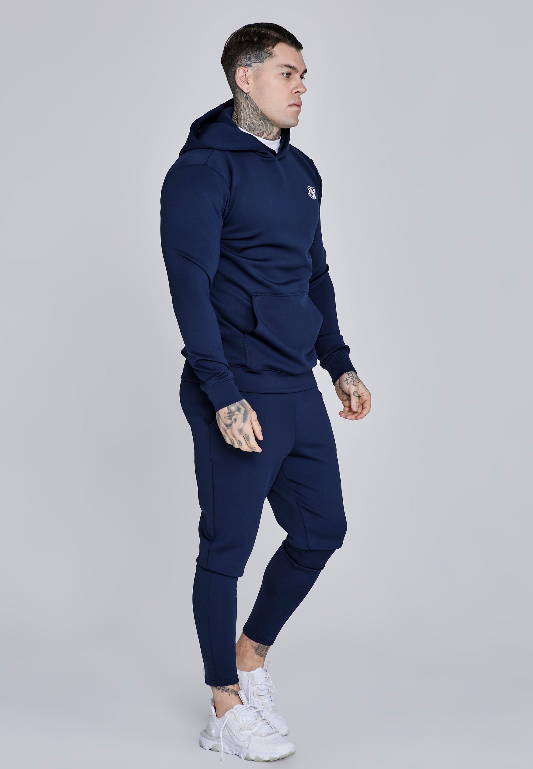 Felpa con cappuccio Essentials Poly in Marina Felpa con cappuccio SikSilk