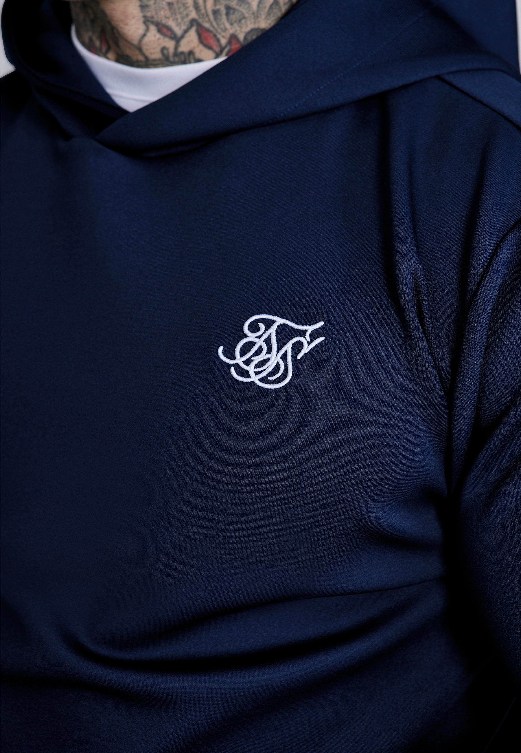Felpa con cappuccio Essentials Poly in Marina Felpa con cappuccio SikSilk