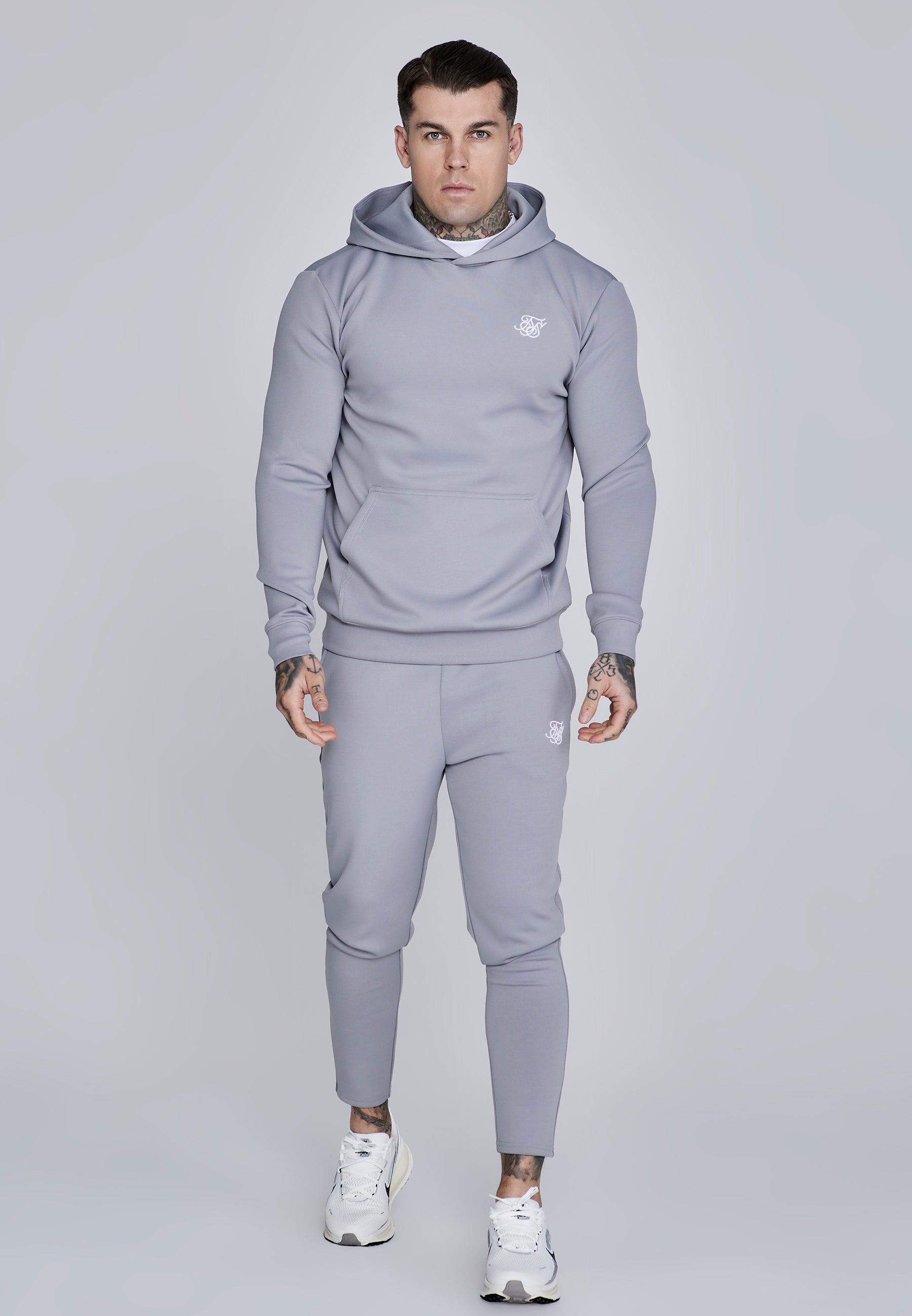 Essentials Poly Felpa con cappuccio in grigio Felpa con cappuccio SikSilk