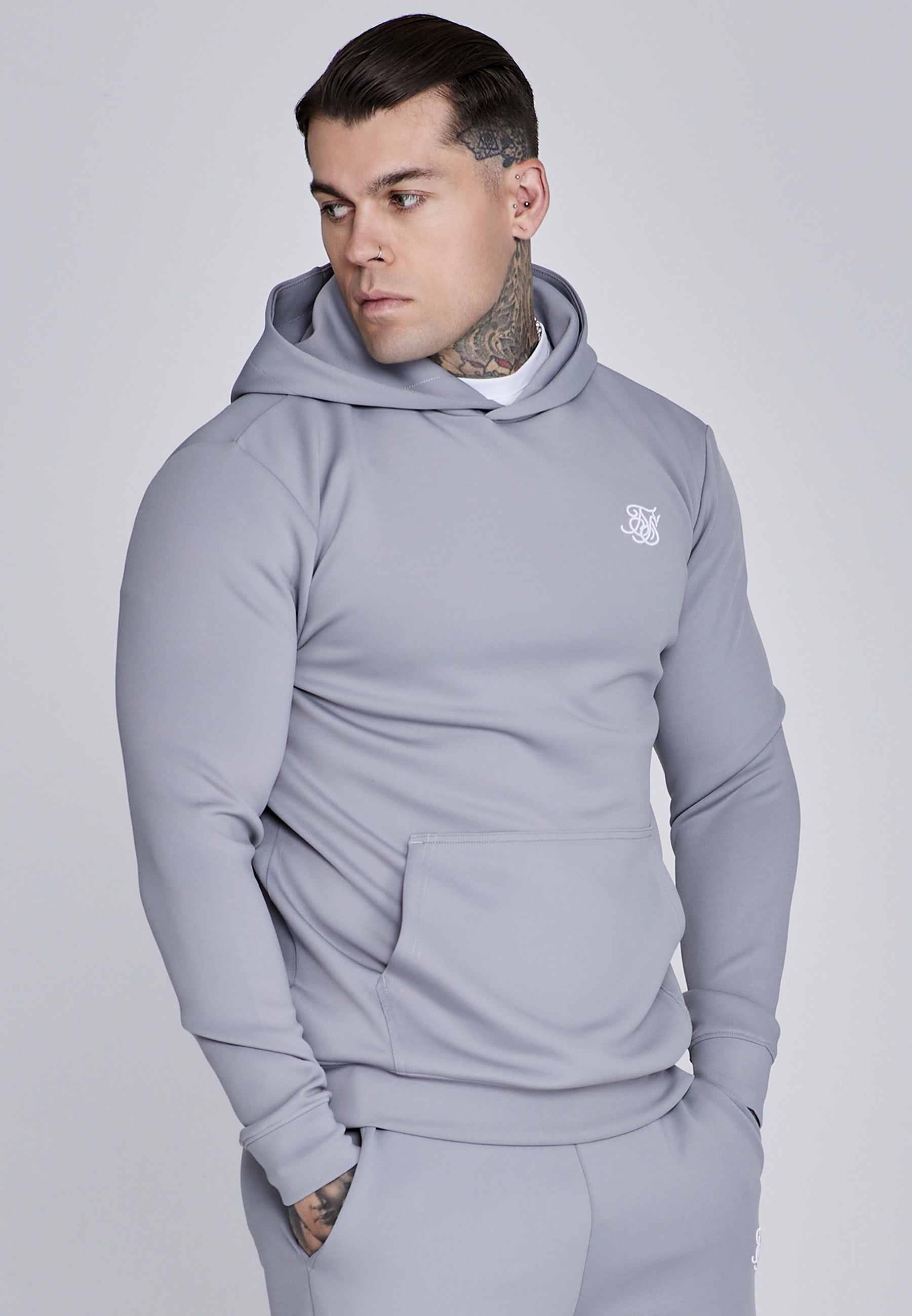 Essentials Poly Felpa con cappuccio in grigio Felpa con cappuccio SikSilk