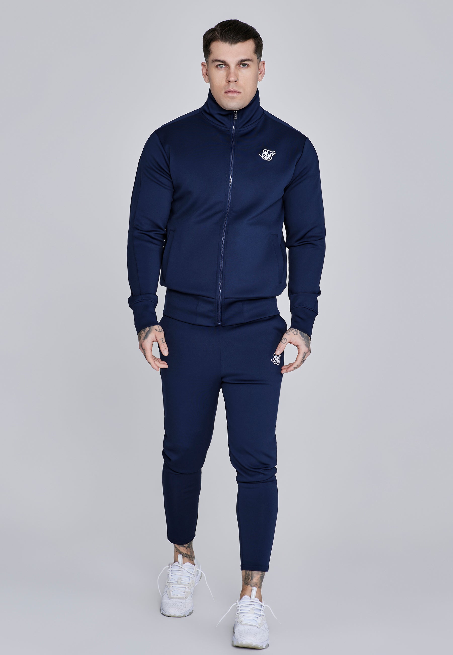 Joggers essenziali in polietilene con pantaloni blu SikSilk