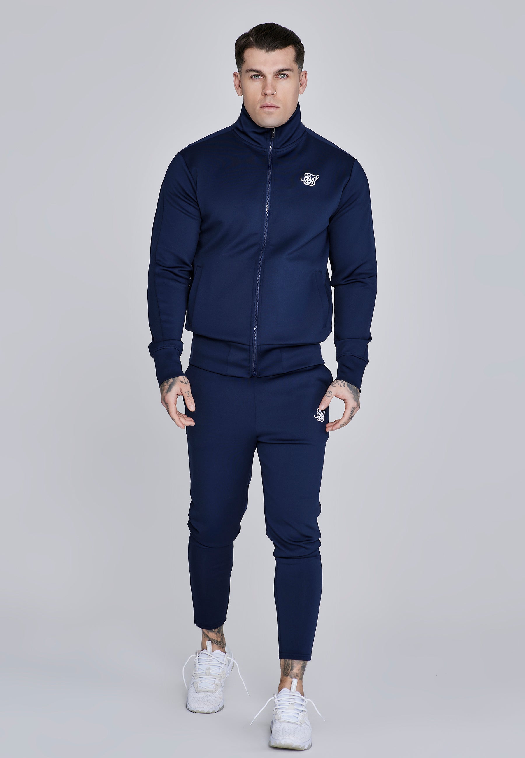 Essentials Poly Track Top in Navy Giacche da ginnastica SikSilk
