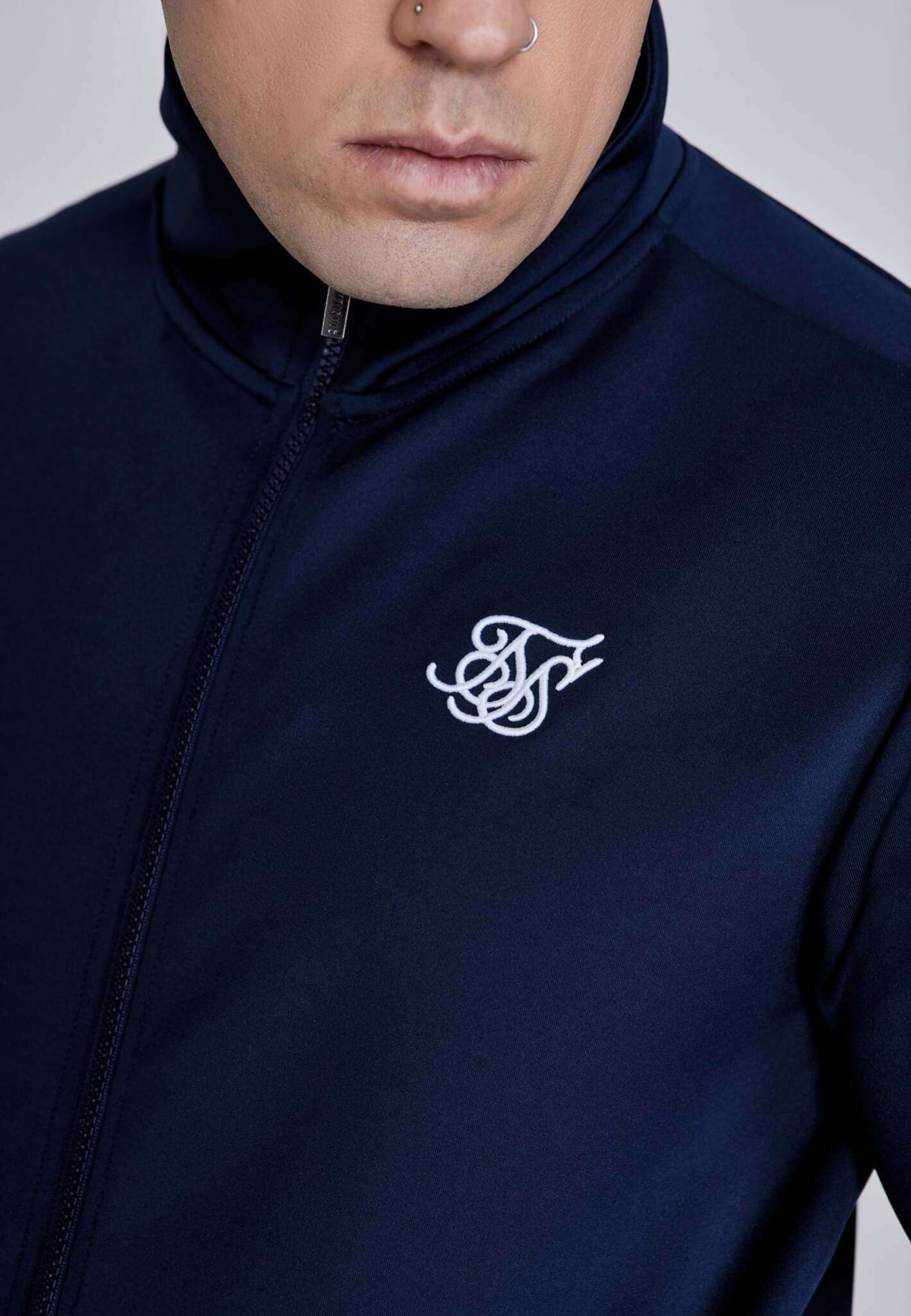 Essentials Poly Track Top in Navy Giacche da ginnastica SikSilk