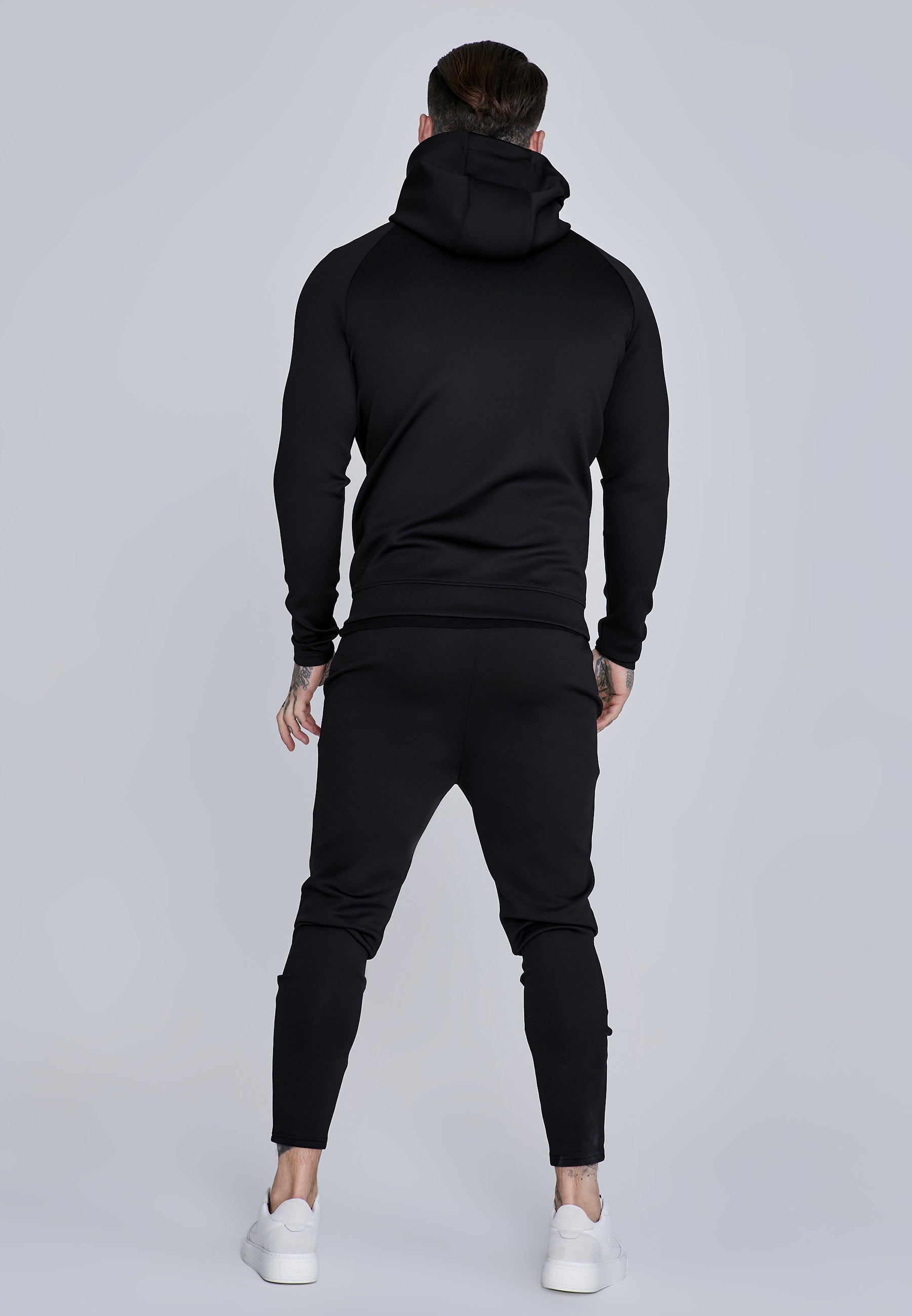 Essentials Poly Felpa con cappuccio a zip intera in nero Felpe SikSilk