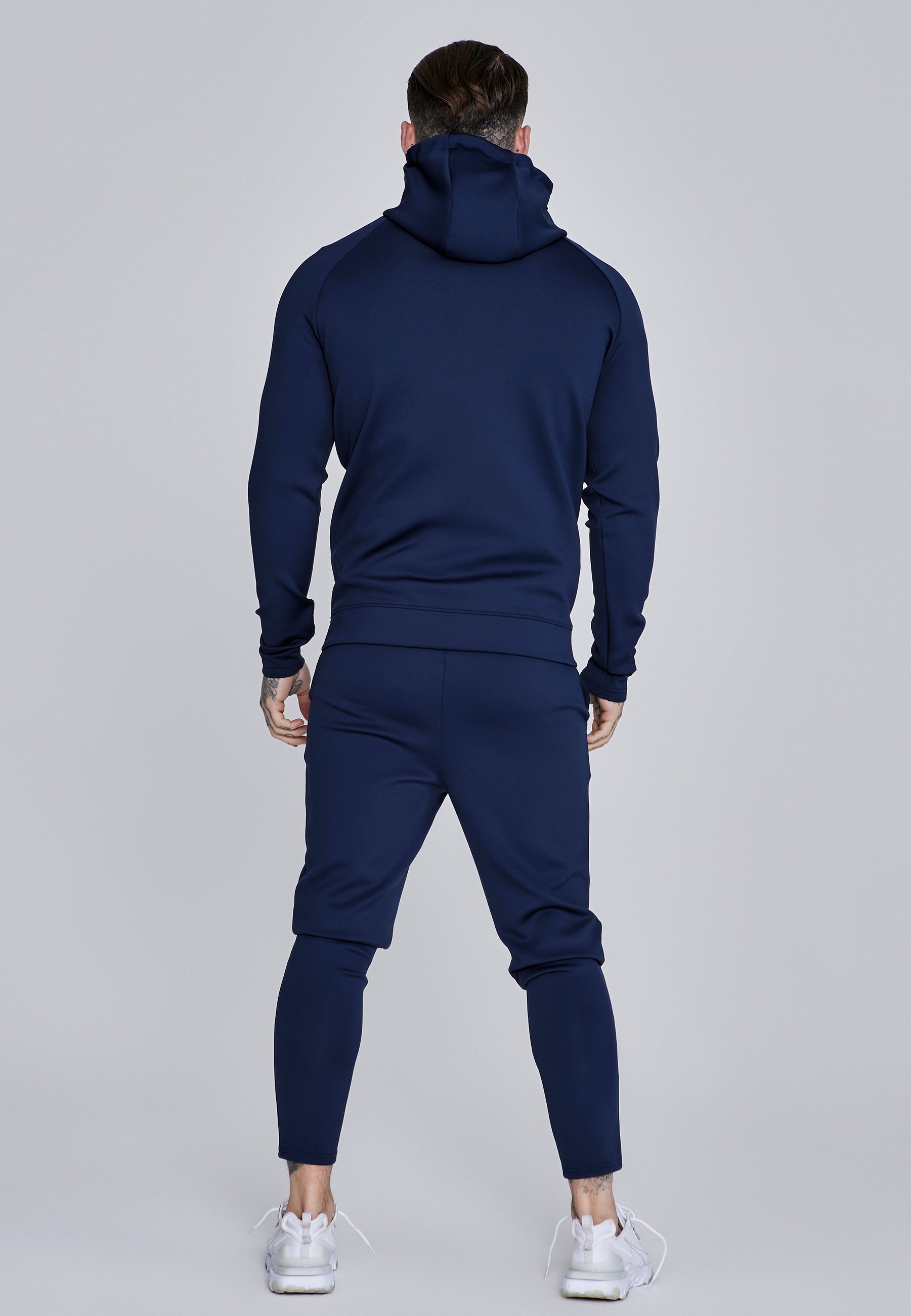 Essentials Poly Felpa con cappuccio a tutta zip in felpa blu SikSilk