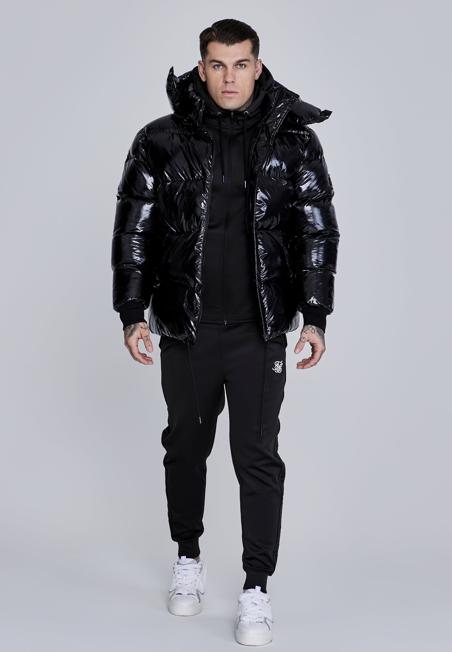 Giacca Puffer High Shine in Nero Giacche SikSilk