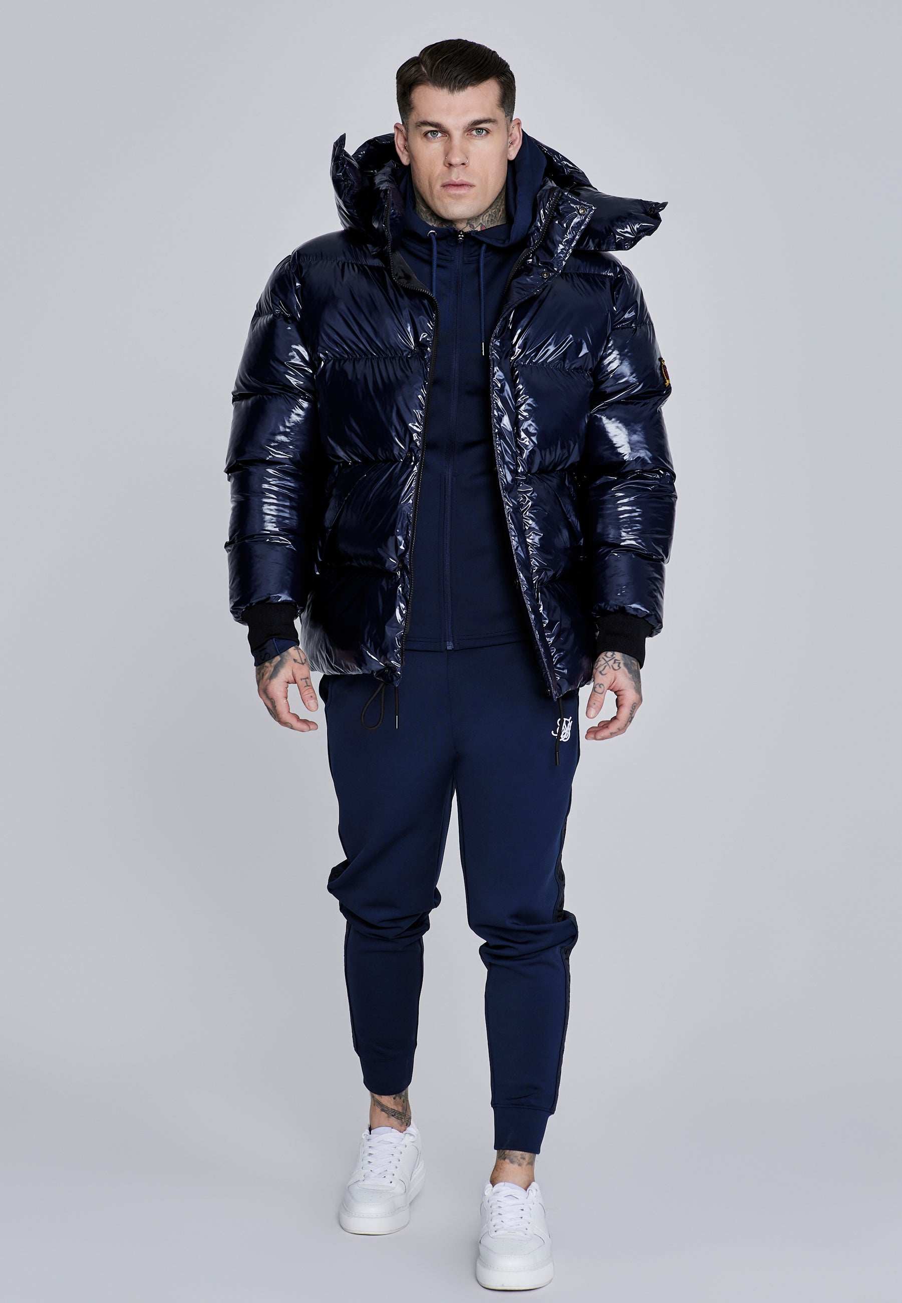 Giacca Puffer High Shine in Dark Navy Giacche SikSilk