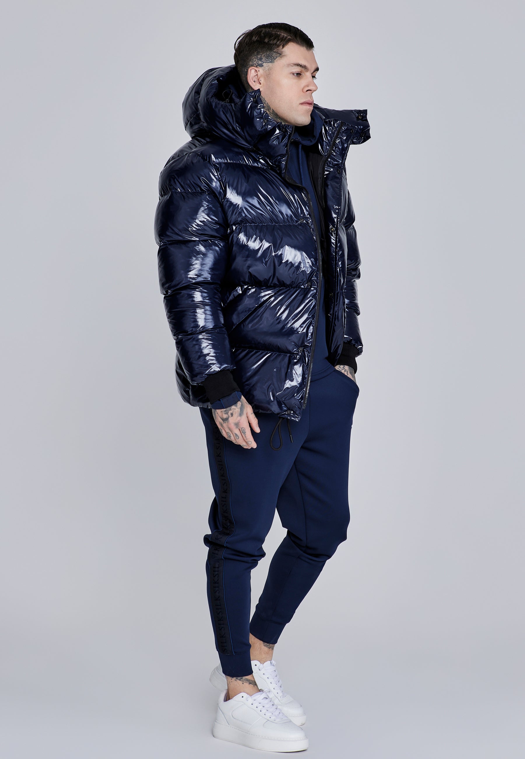 Giacca Puffer High Shine in Dark Navy Giacche SikSilk