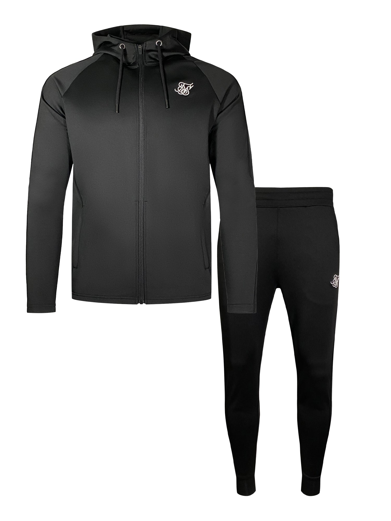 Set felpa con cappuccio e joggers in nero