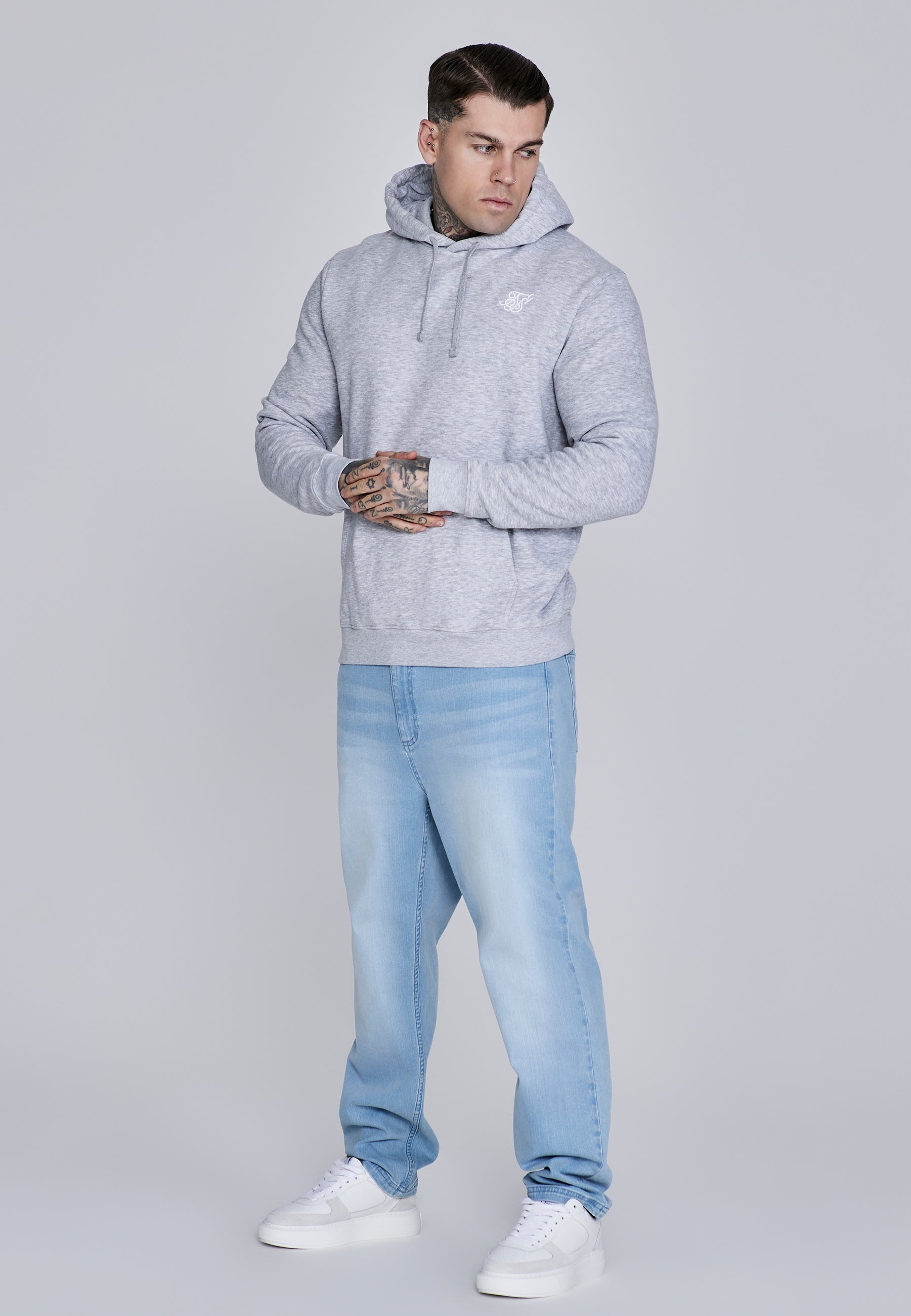 Felpa con cappuccio Essentials in marna grigia SikSilk