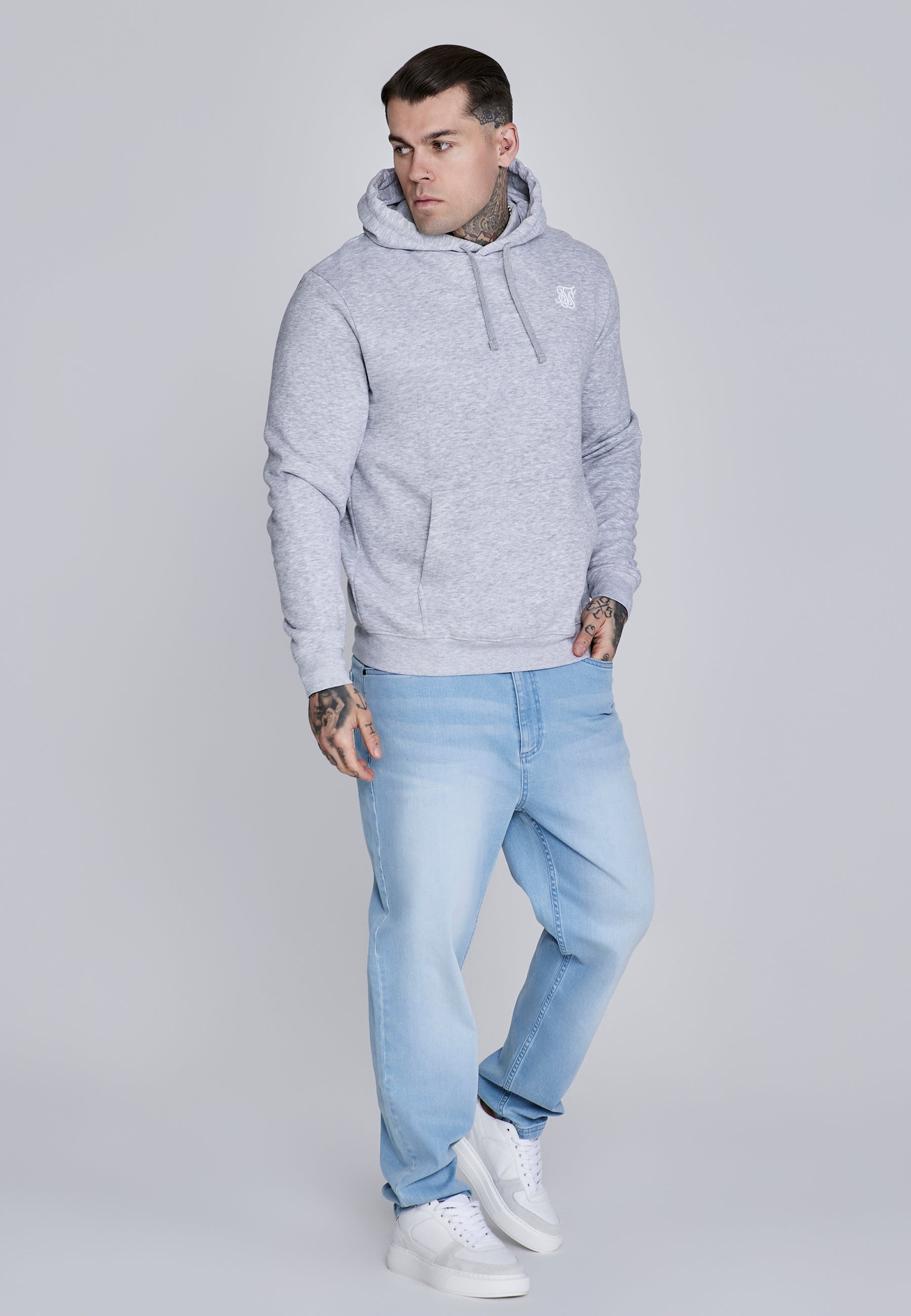Felpa con cappuccio Essentials in marna grigia SikSilk