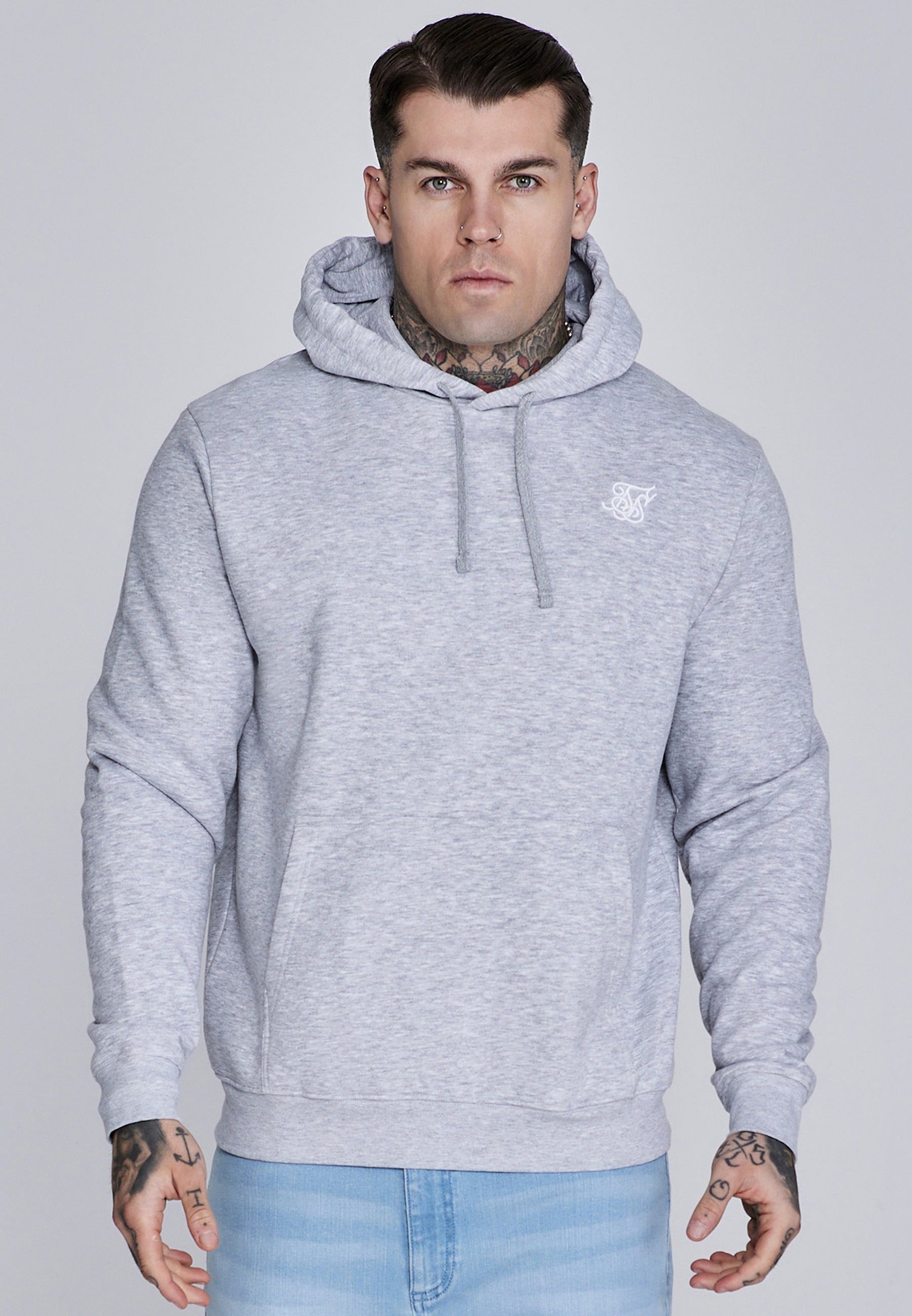 Felpa con cappuccio Essentials in marna grigia SikSilk