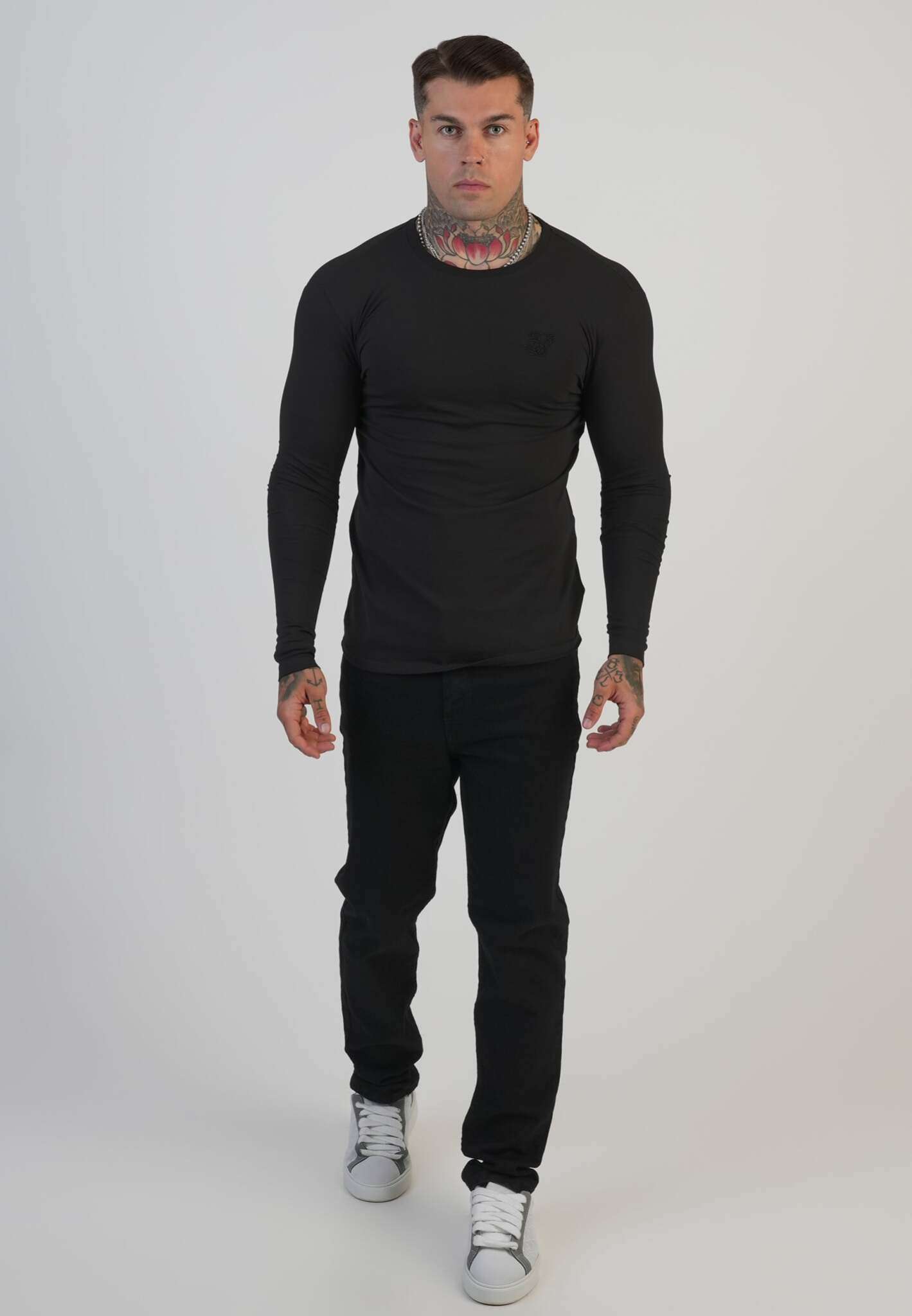 Maglietta a maniche lunghe in nero Magliette SikSilk