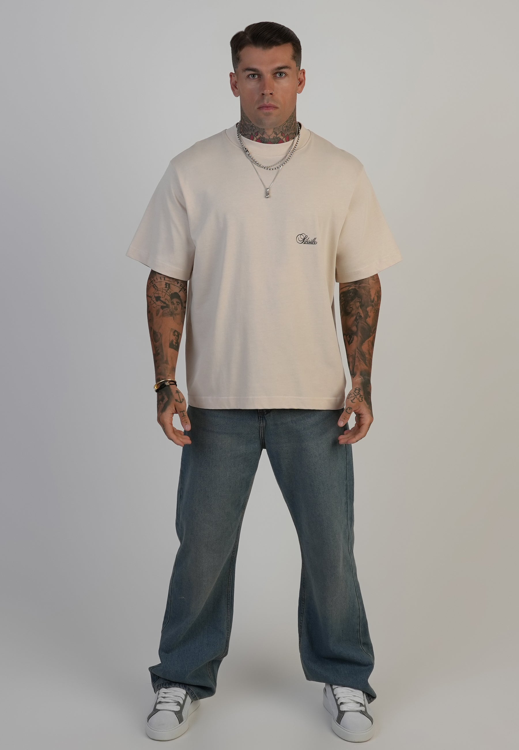 Maglietta oversize in ecru T-shirt SikSilk