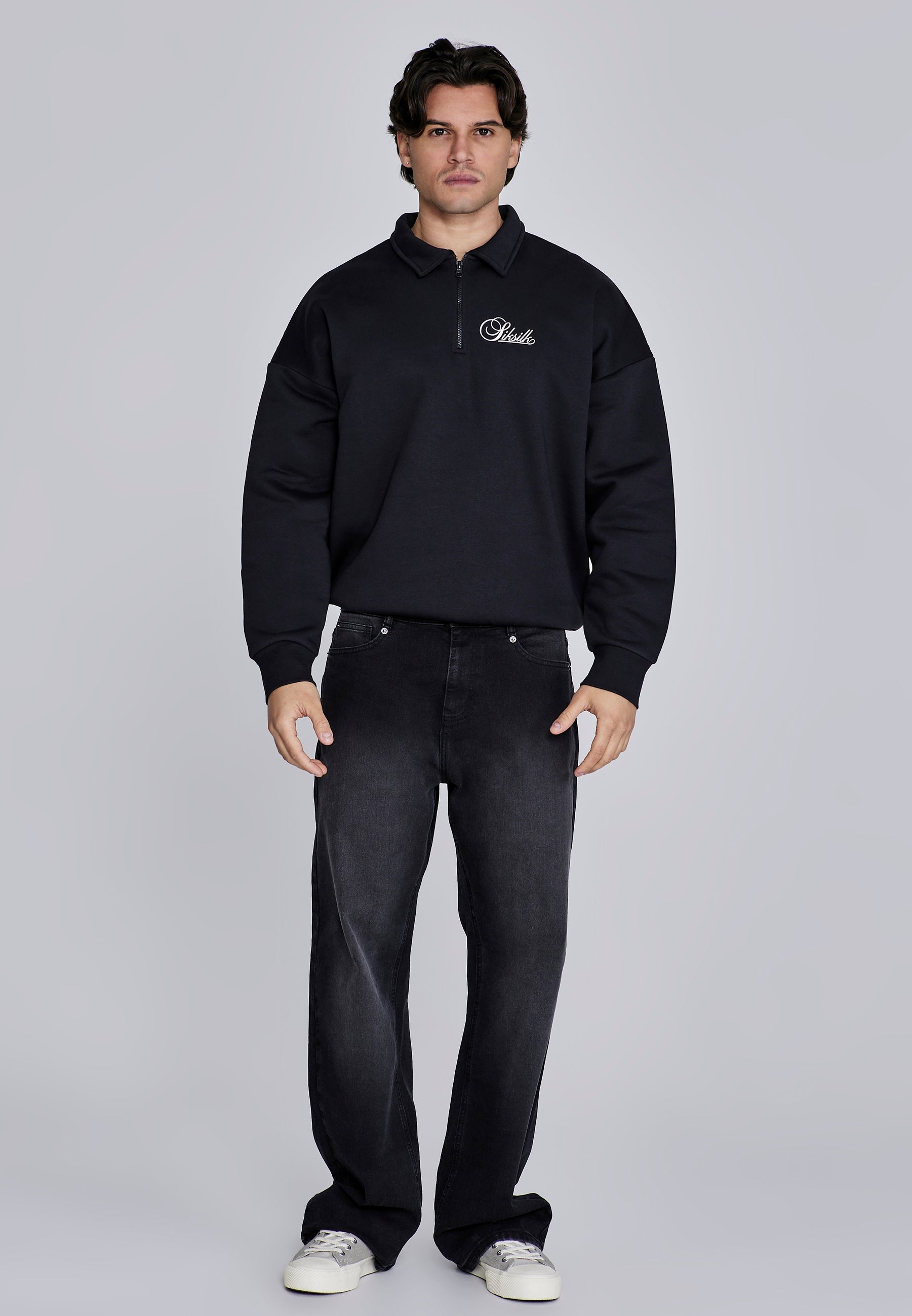 Maglione polo Essentials in nero Felpe SikSilk