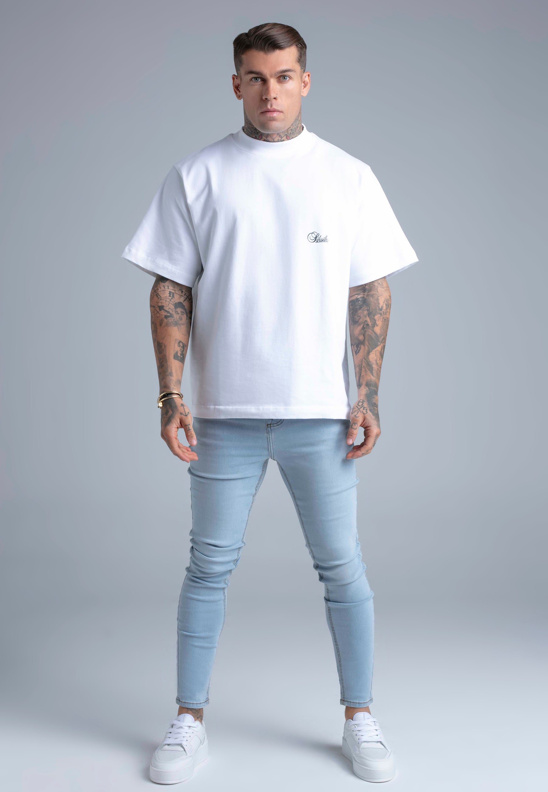 Jeans skinny in blu chiaro lavato