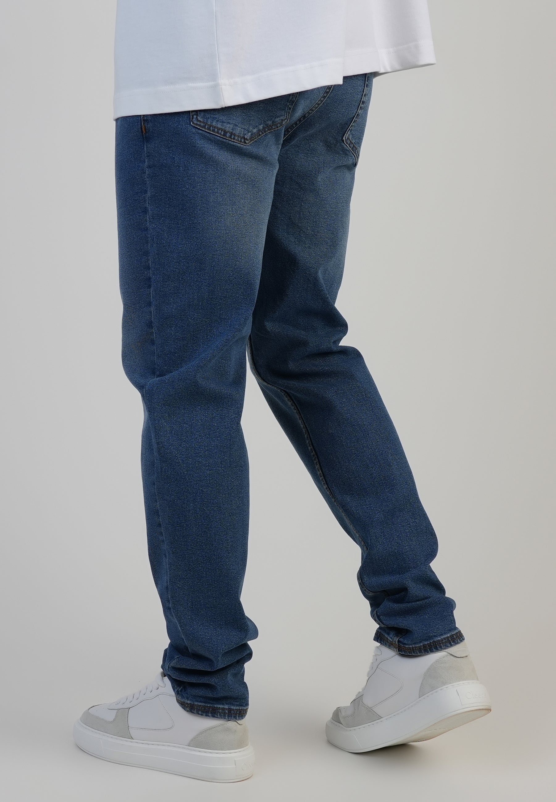 Jeans slim fit in blu medio lavato