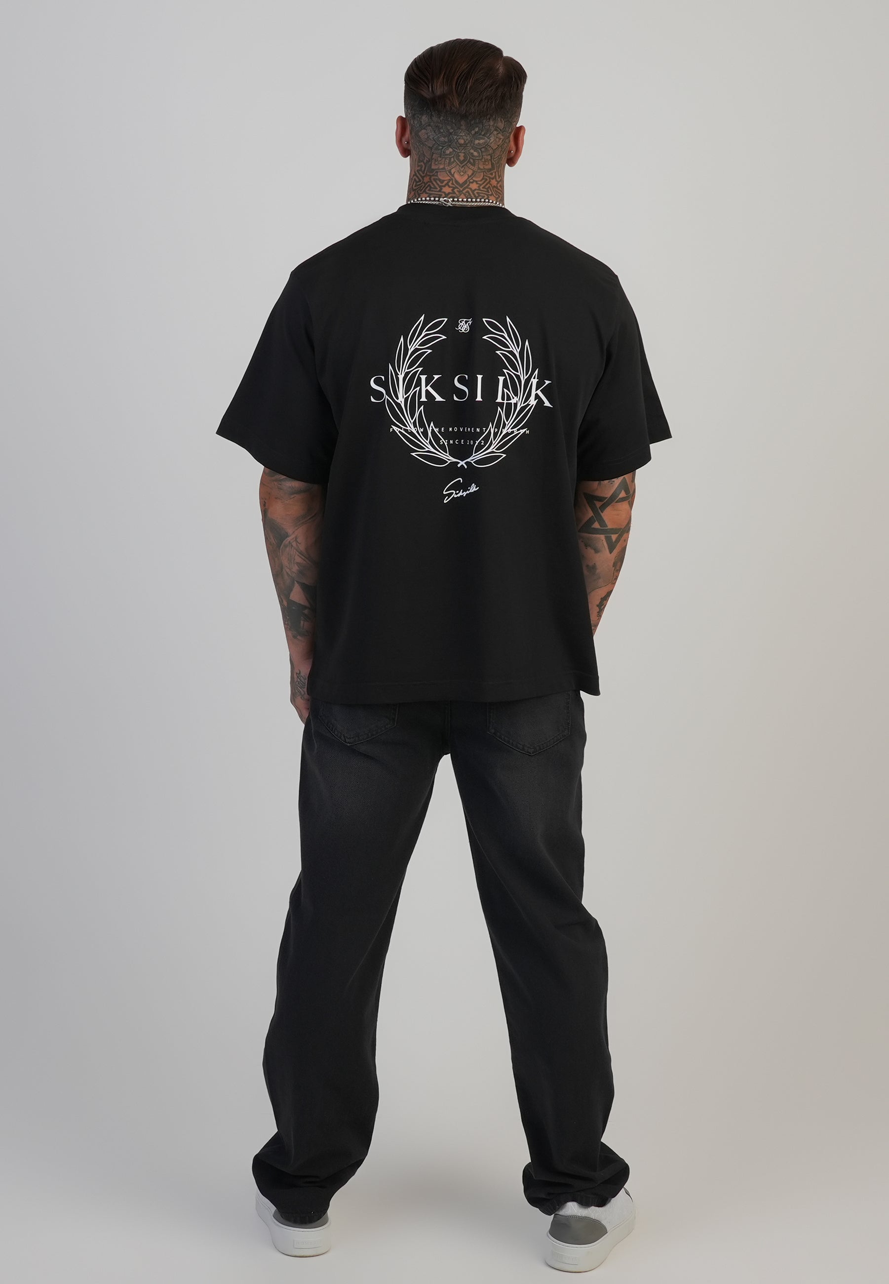 Jeans straight fit in jeans neri lavati SikSilk