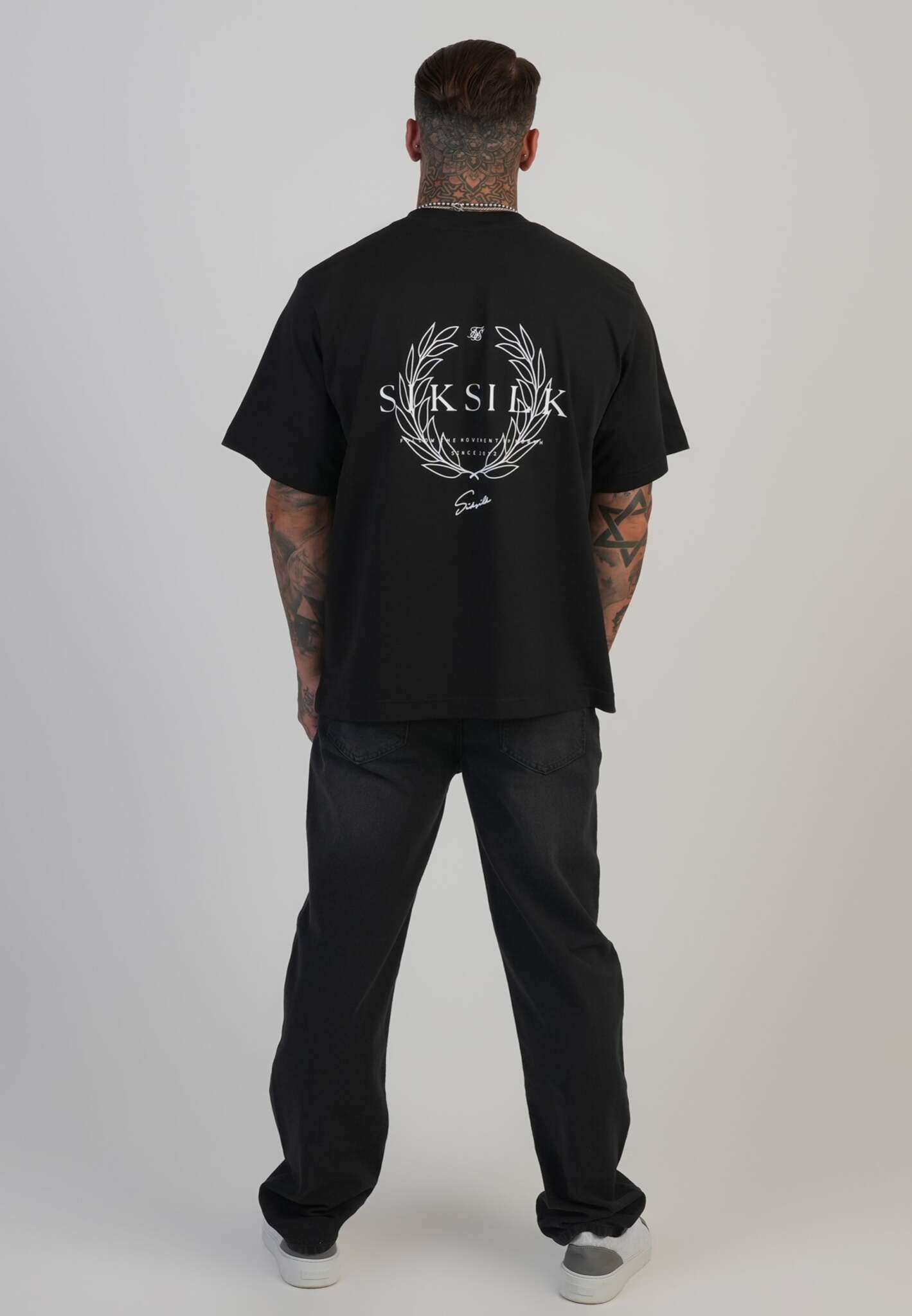 Jeans straight fit in jeans neri lavati SikSilk