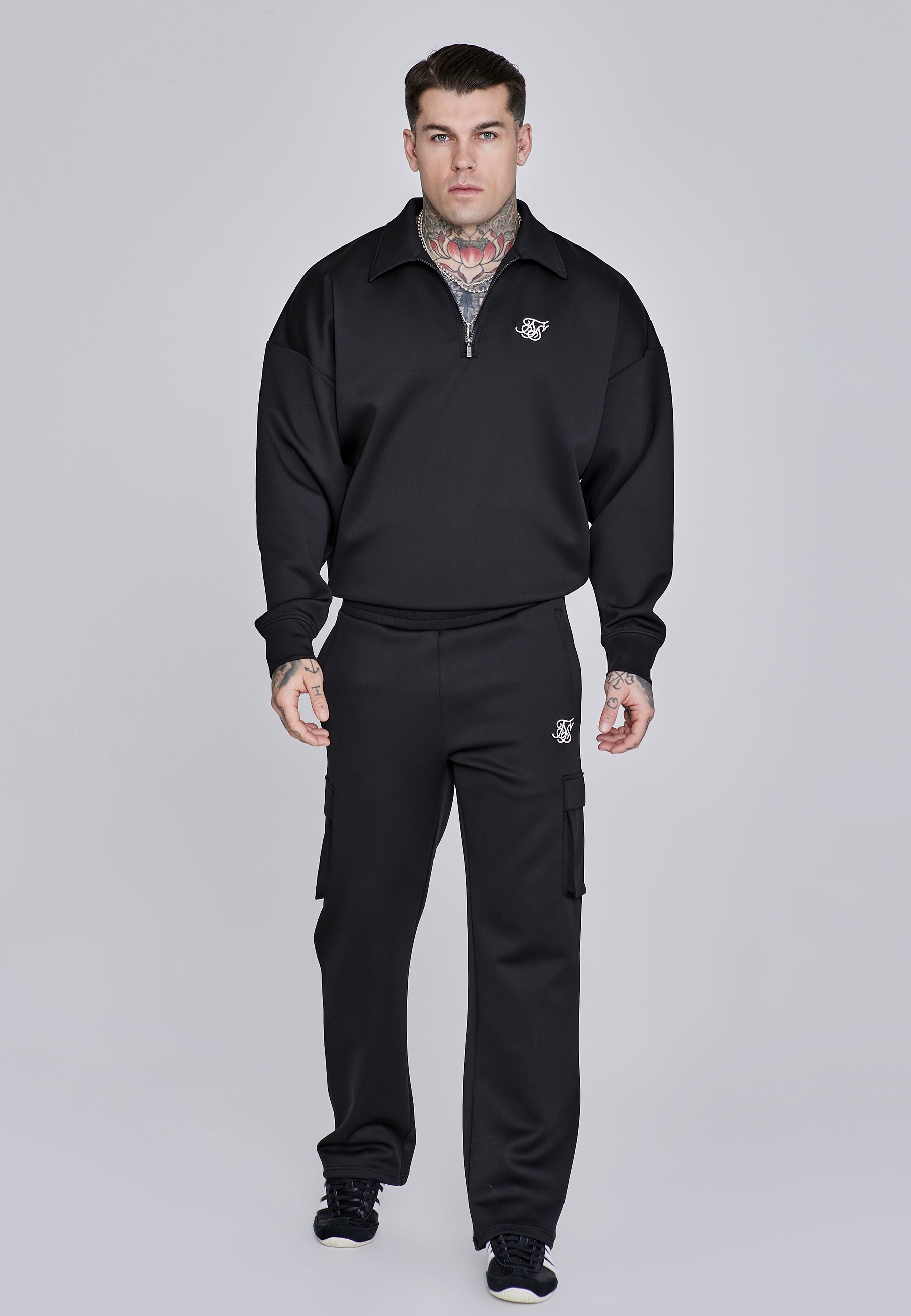 Maglione con zip Essentials in nero Felpe SikSilk