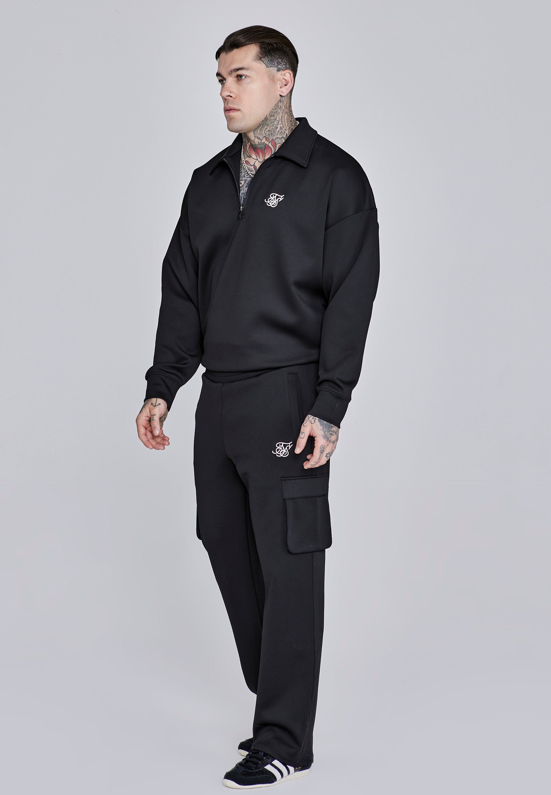 Maglione con zip Essentials in nero Felpe SikSilk