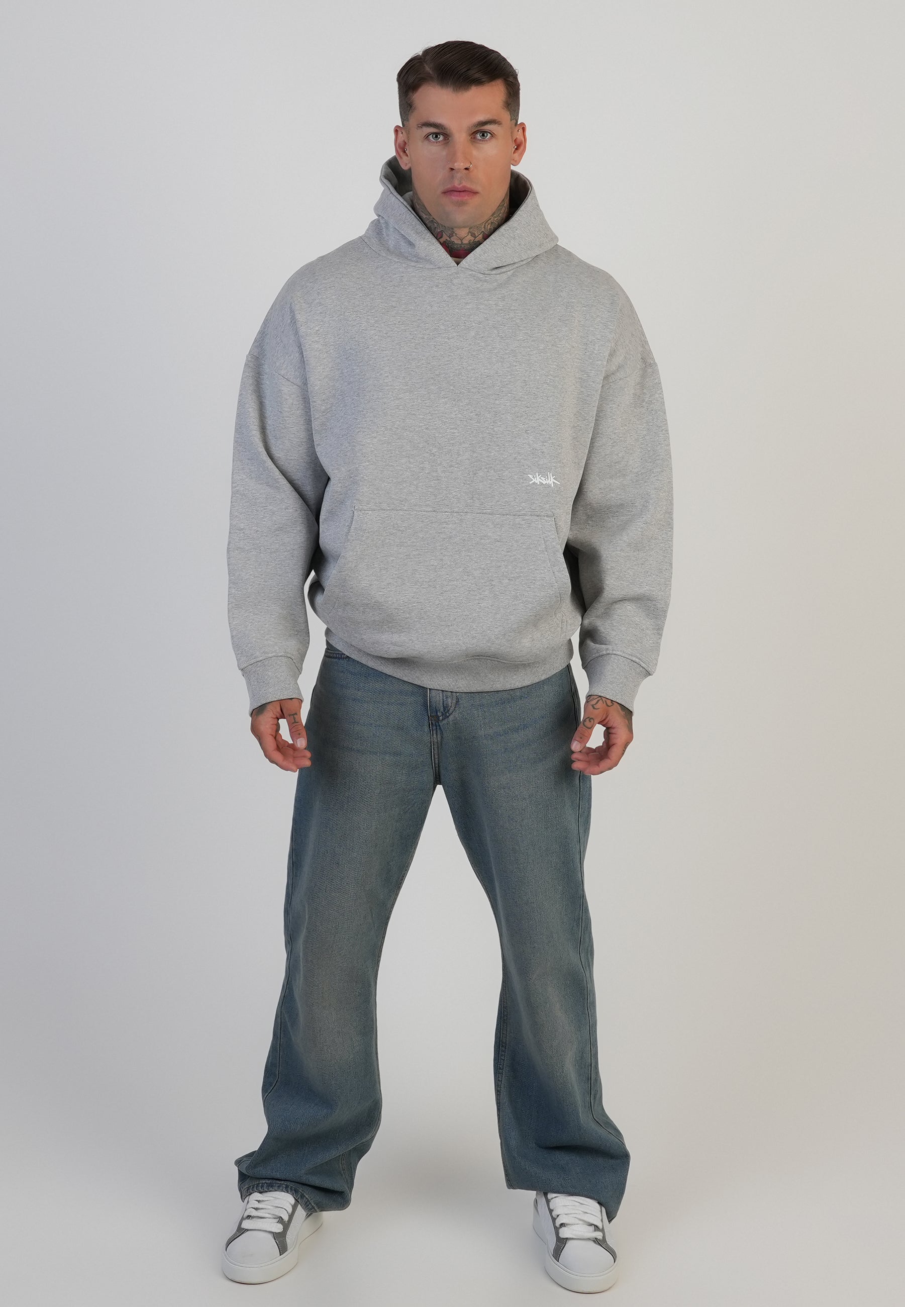 Felpa con cappuccio grafica in marna grigia SikSilk