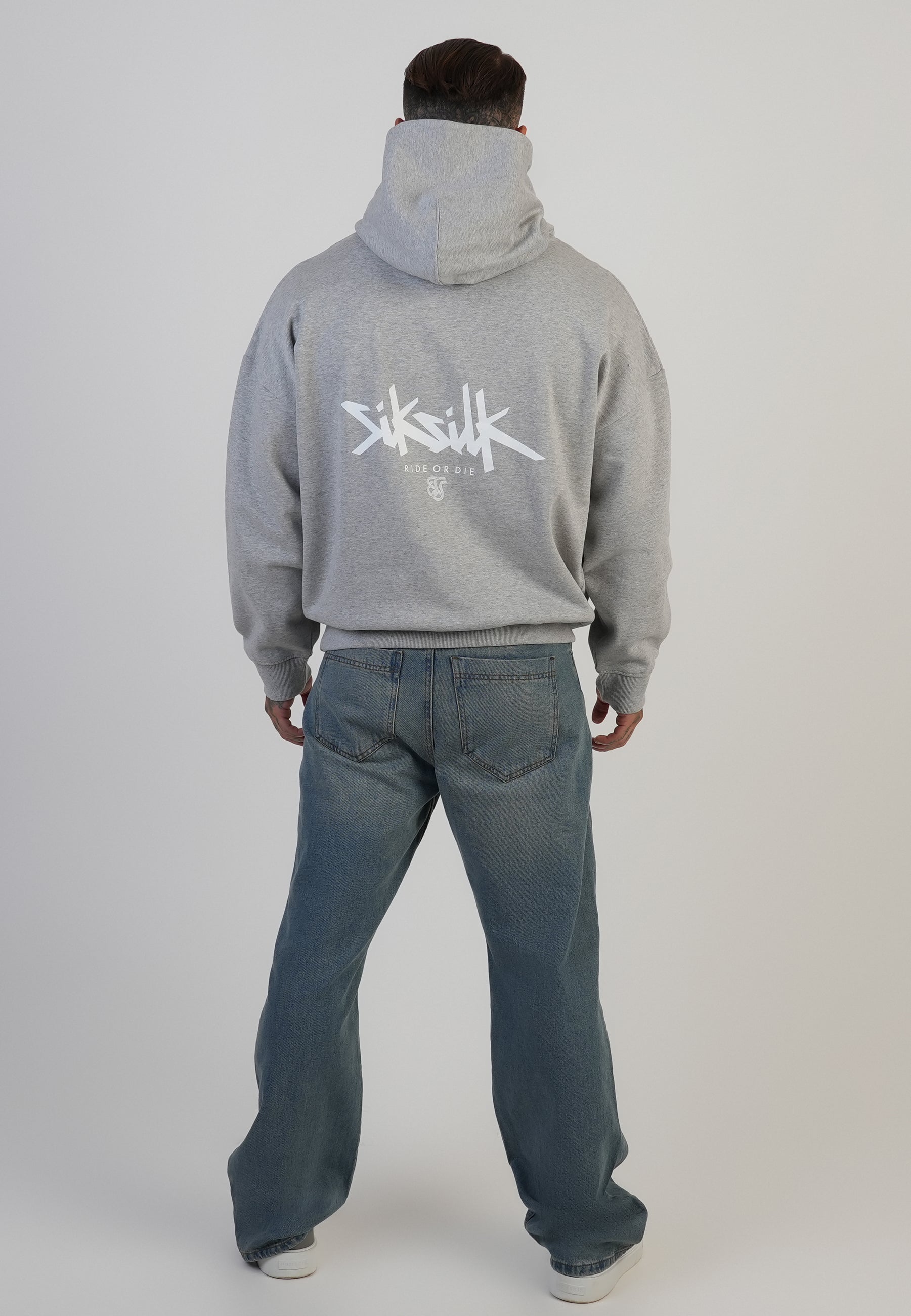 Felpa con cappuccio grafica in marna grigia SikSilk