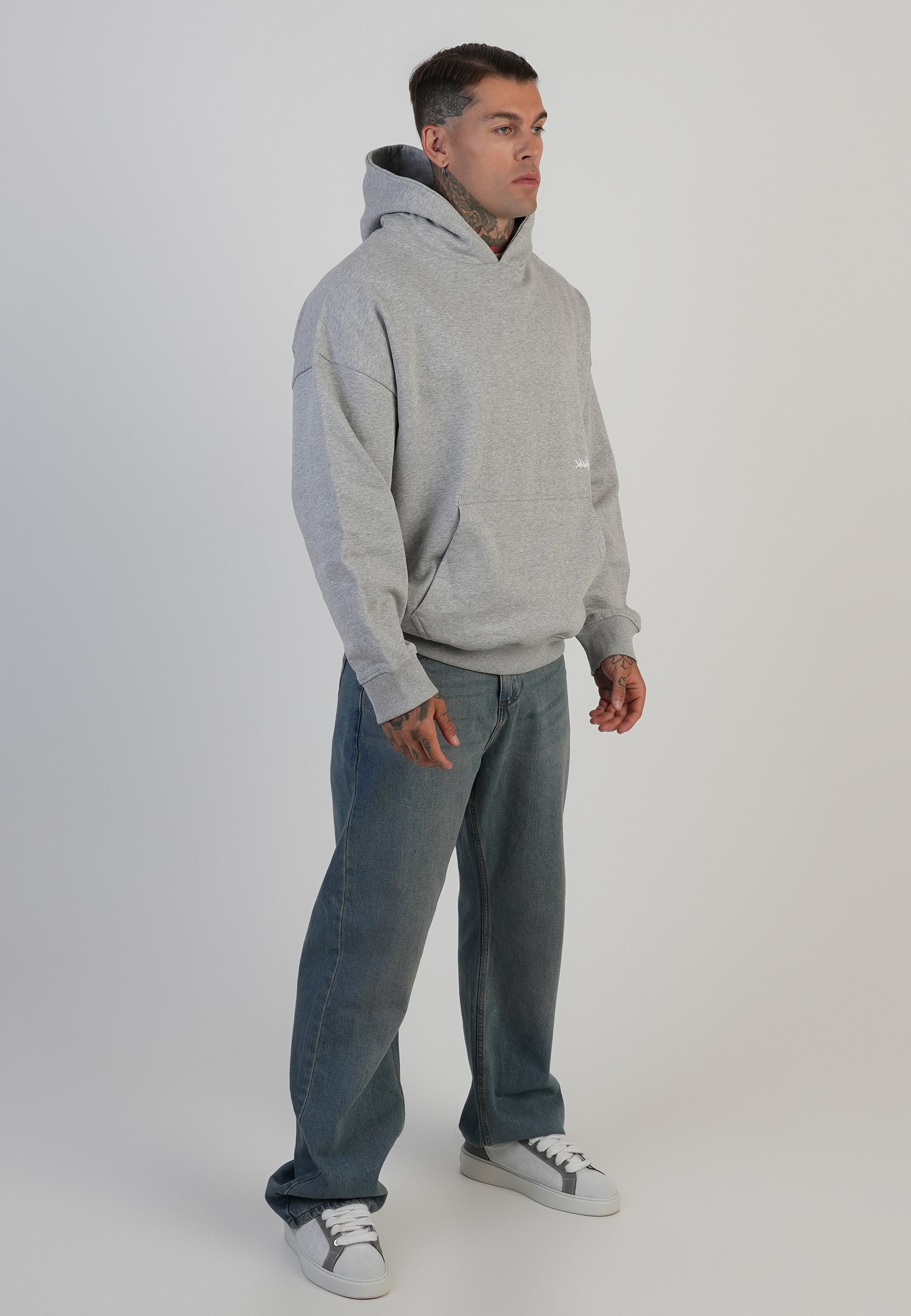 Felpa con cappuccio grafica in marna grigia SikSilk