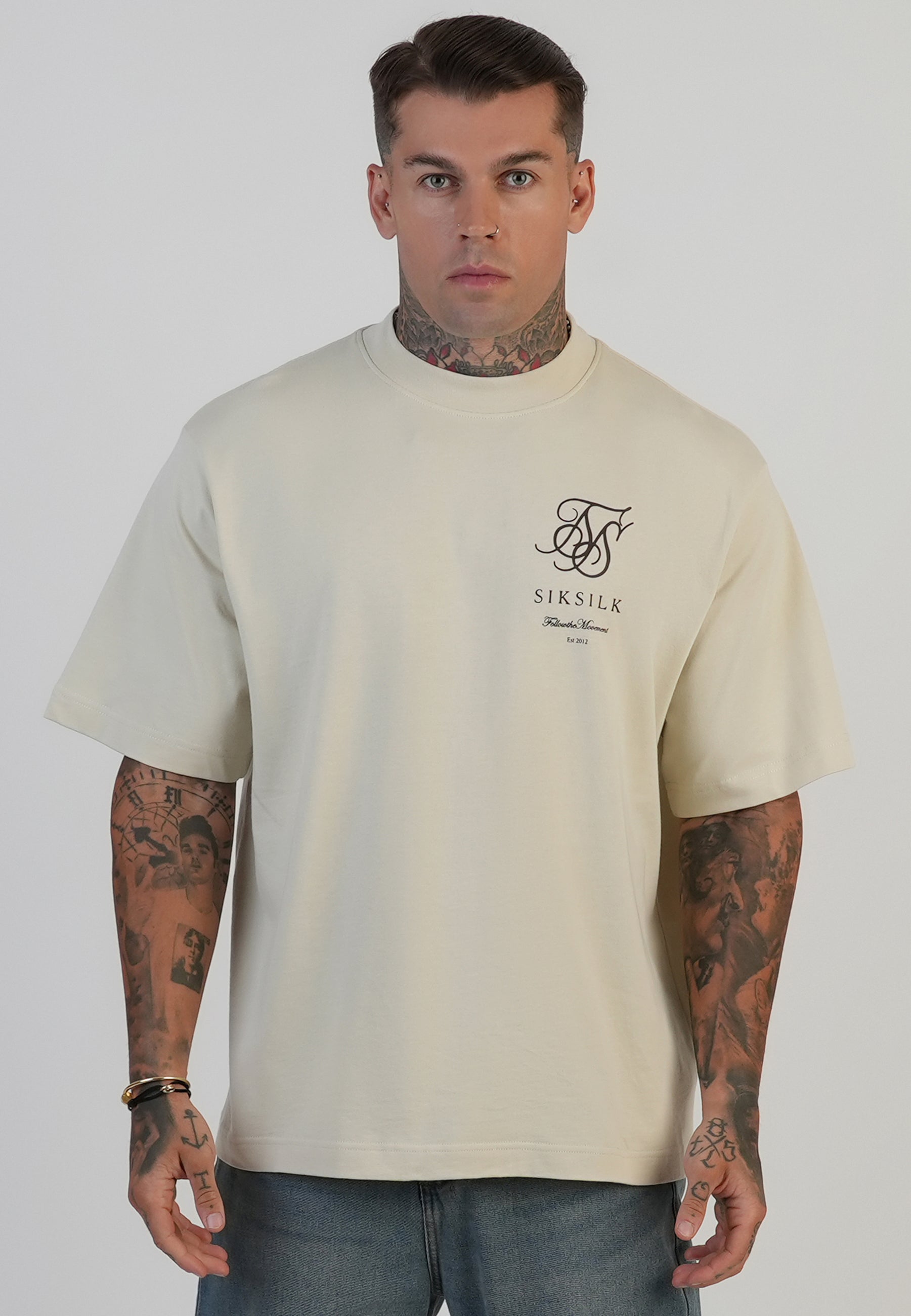 Maglietta con logo in ecru T-shirt SikSilk
