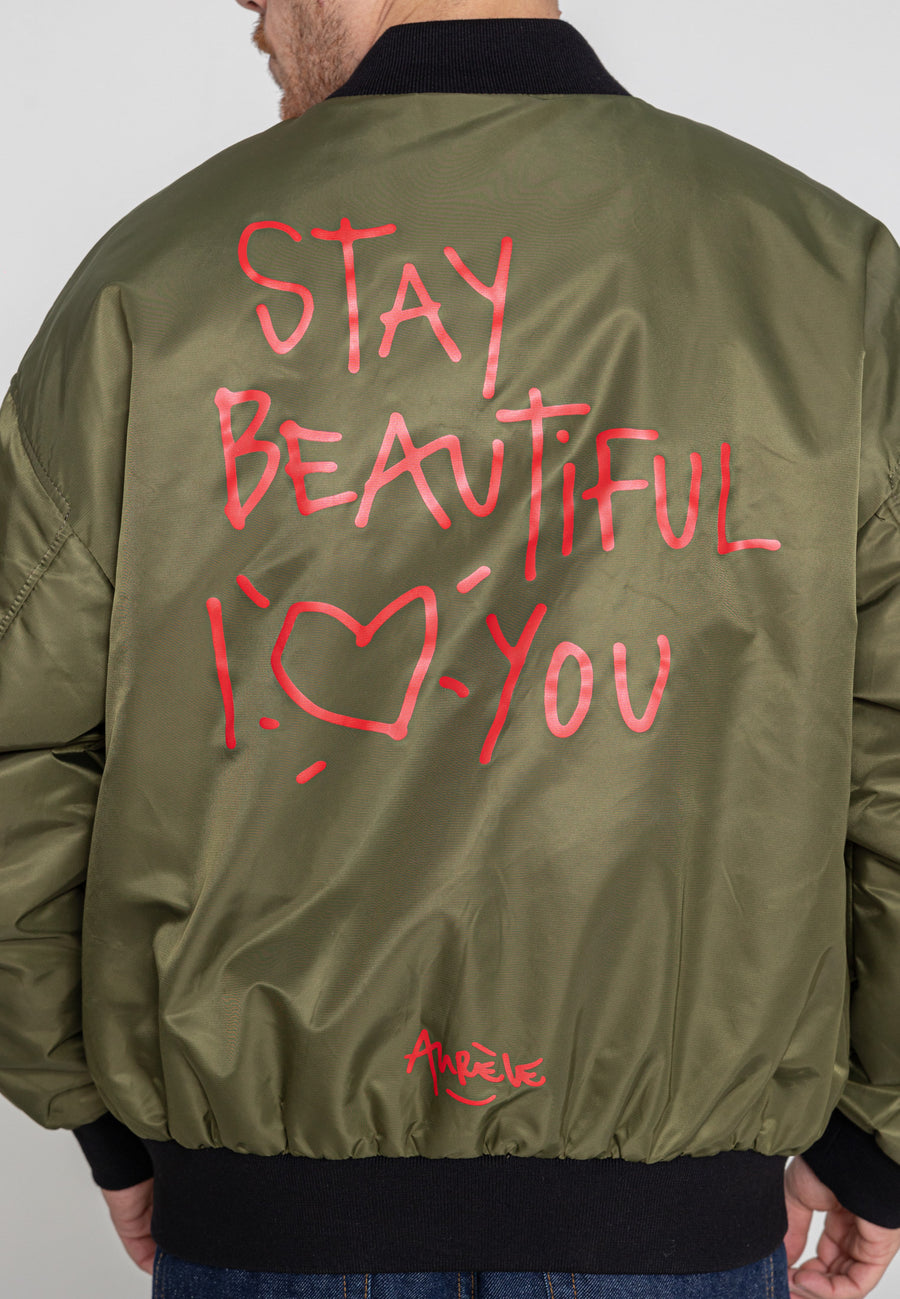 Giacca bomber Stay Beautiful M in Kaki Giacche Bombers Original