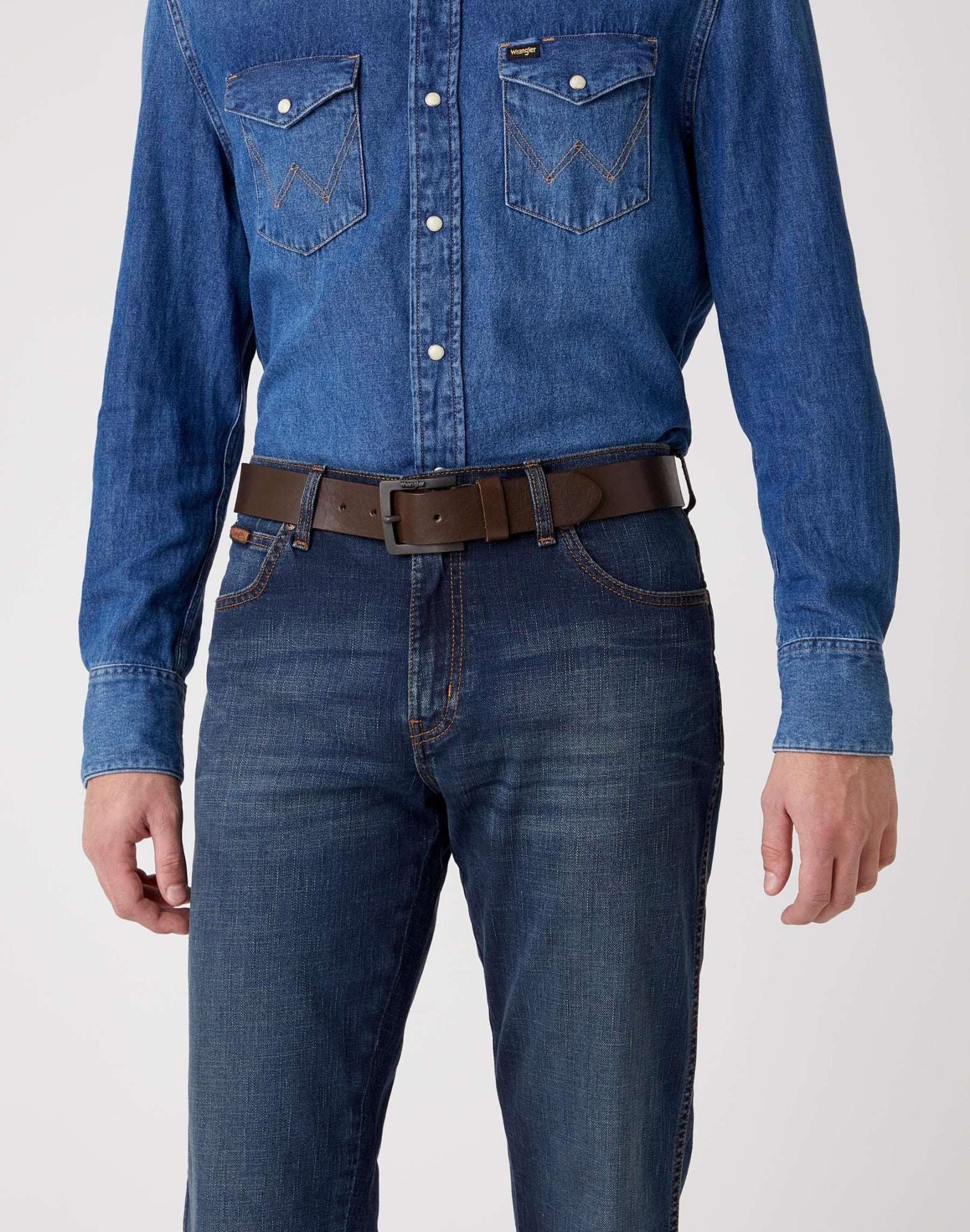 Cintura con fibbia a cavo in marrone Cintura Wrangler
