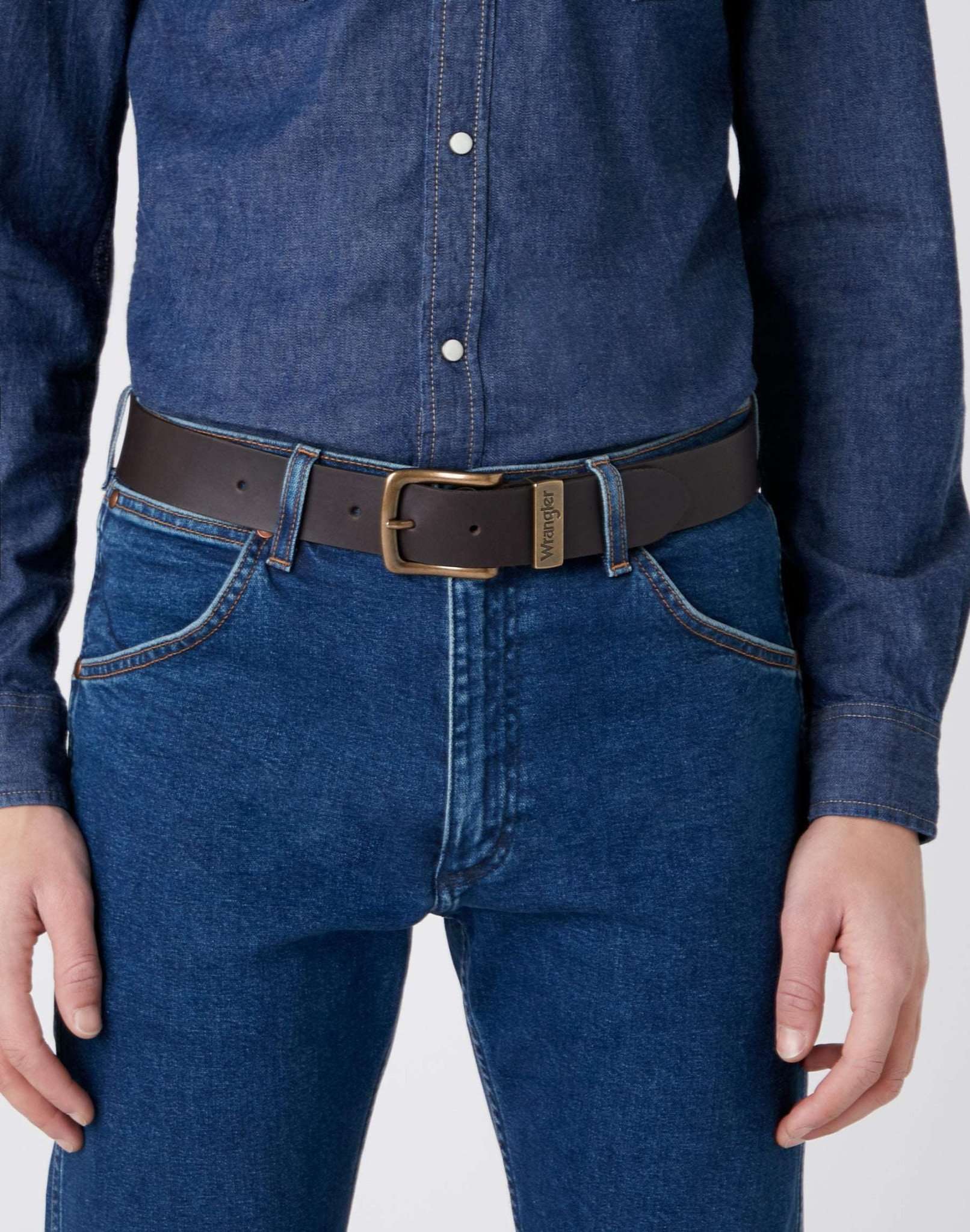 Cintura con passante in metallo in marrone Cintura Wrangler